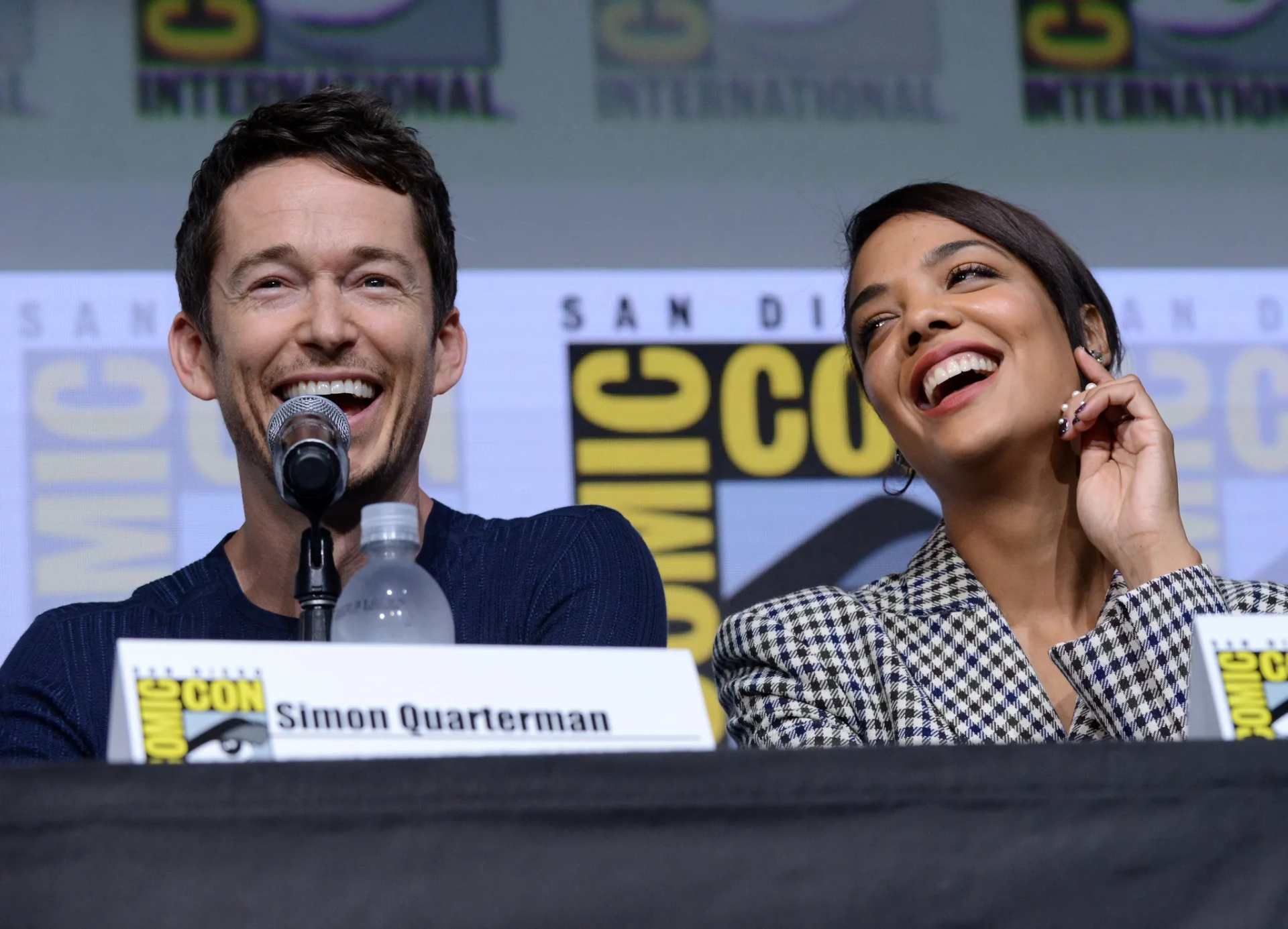 Simon Quarterman and Tessa Thompson at an event for Westworld (2016)