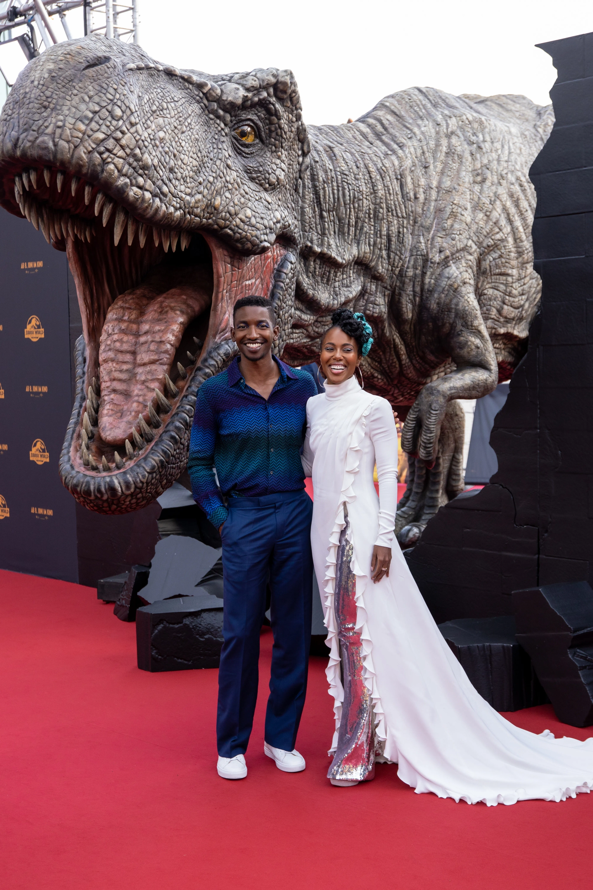 DeWanda Wise and Mamoudou Athie at an event for Jurassic World Dominion (2022)