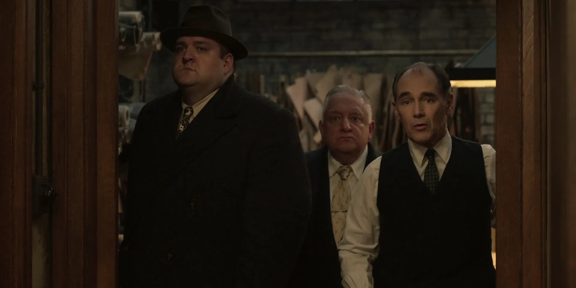 Simon Russell Beale, Mark Rylance, and Alan Mehdizadeh in The Outfit (2022)