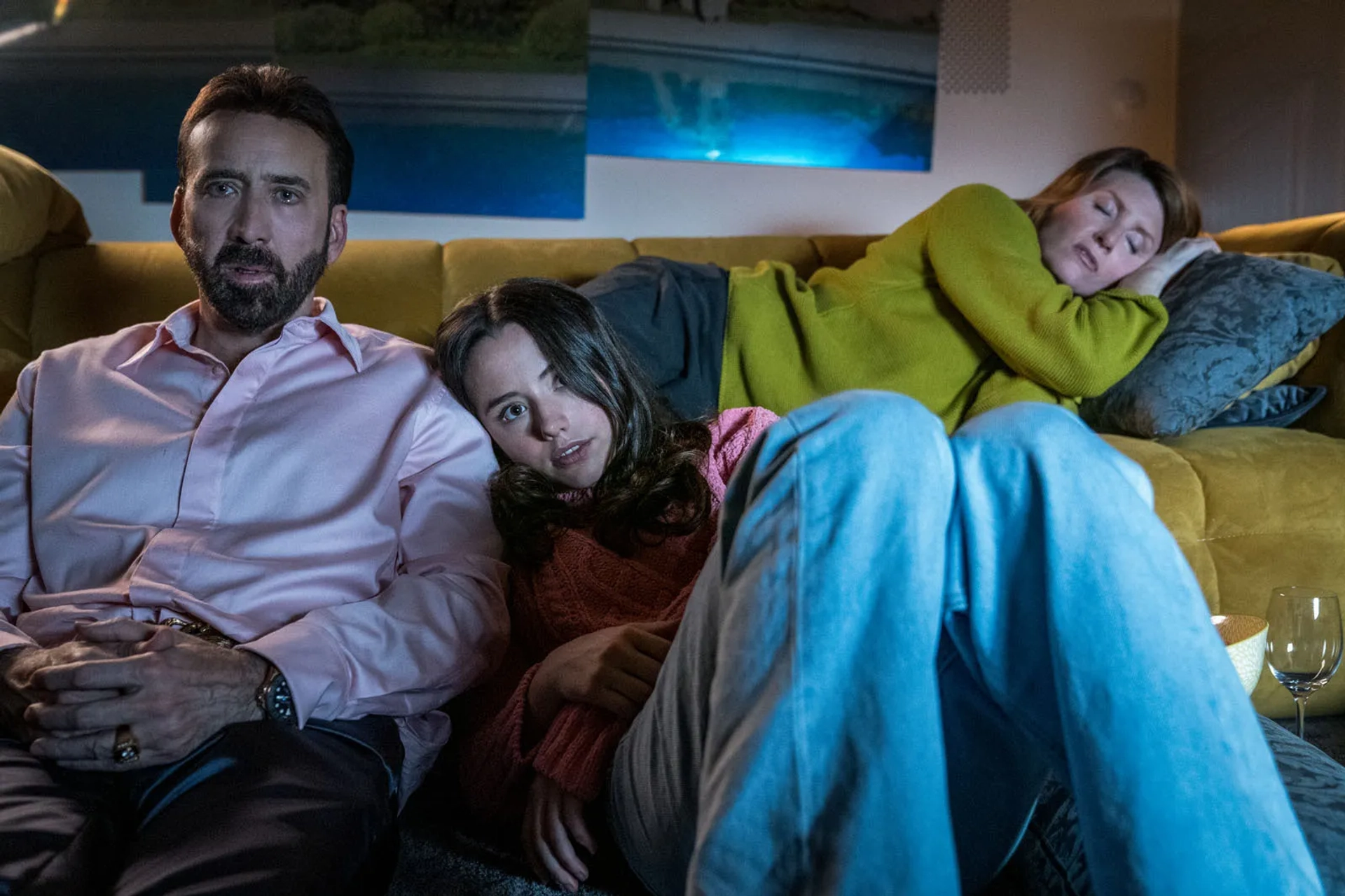 Nicolas Cage, Sharon Horgan, and Lily Mo Sheen in The Unbearable Weight of Massive Talent (2022)