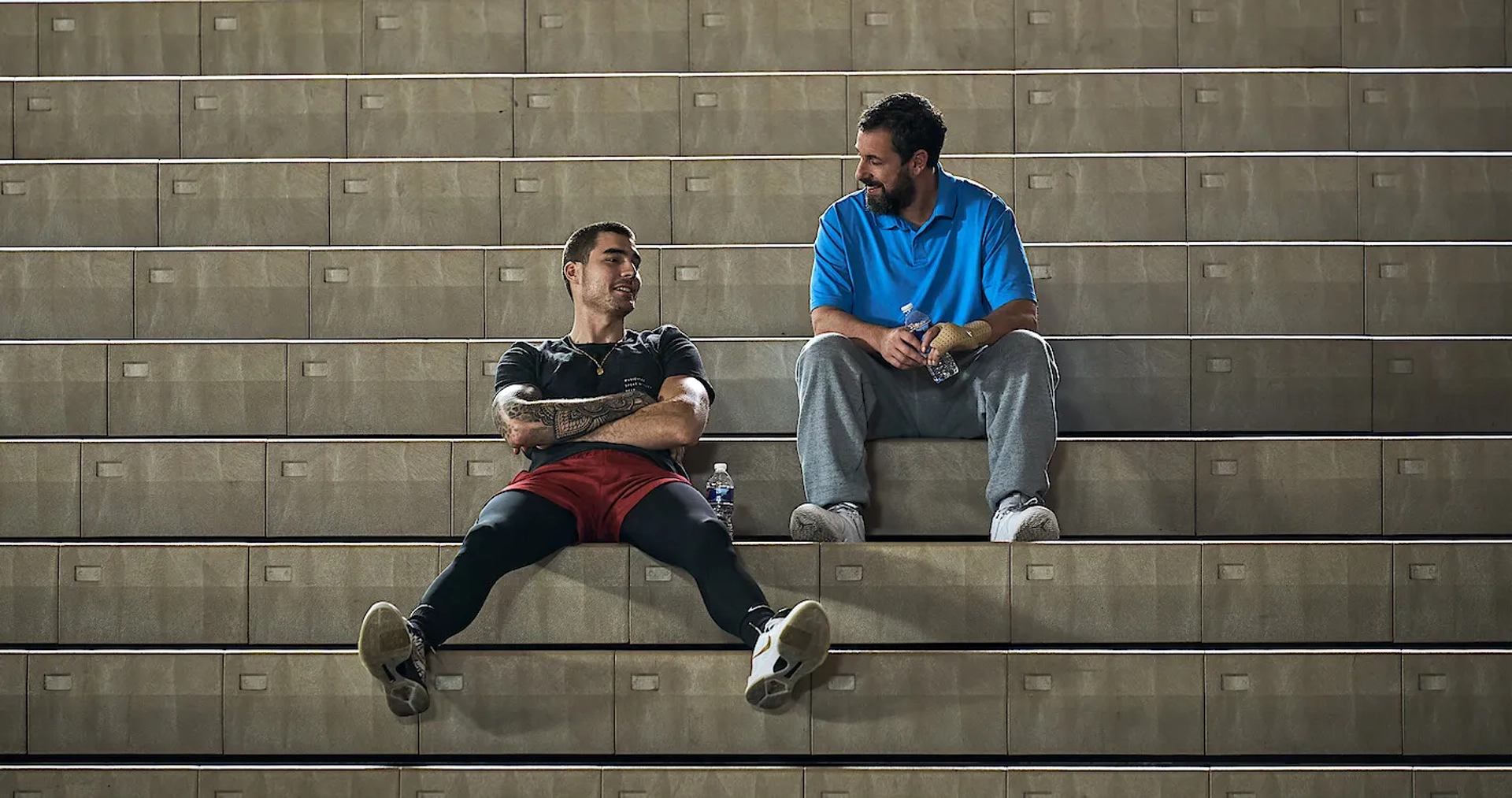 Adam Sandler and Juancho Hernangomez in Hustle (2022)