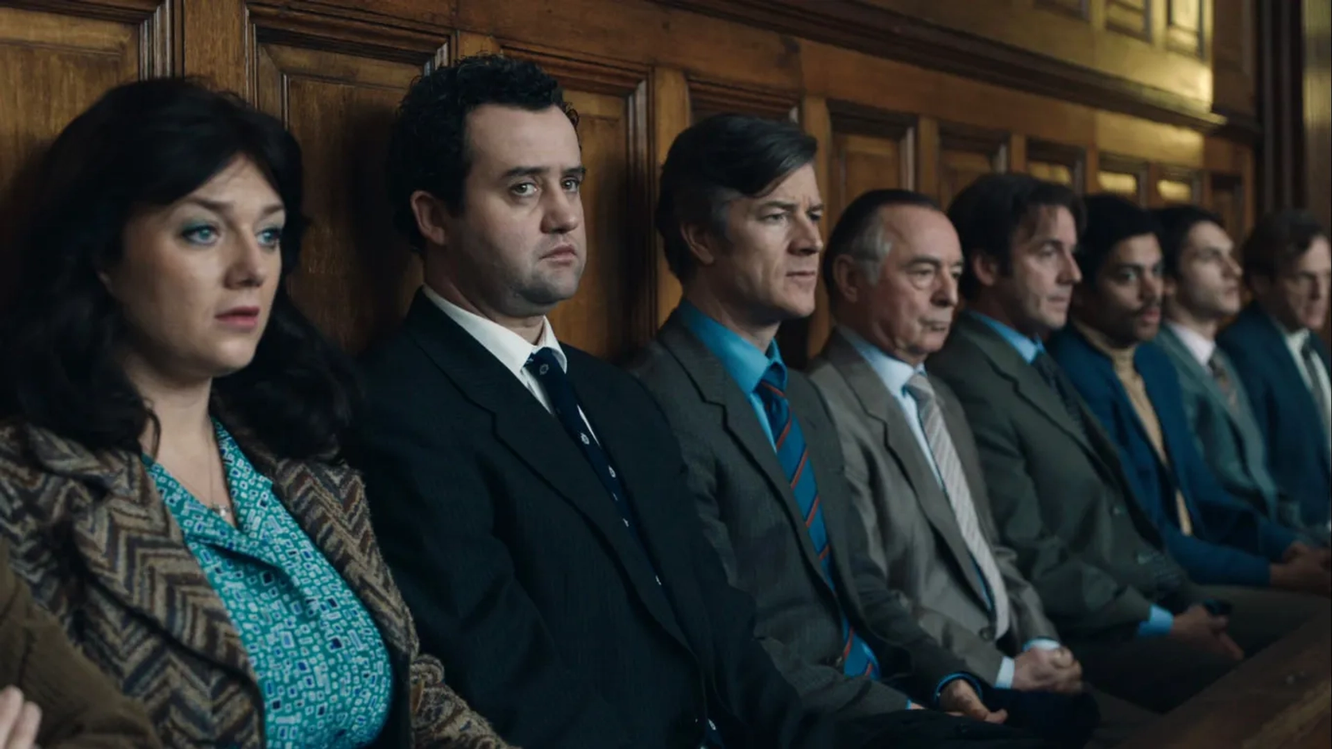 Ron Cook, Jay Simpson, Barry Ward, Daniel Mays, Faye McKeever, and Ben Bailey Smith in Des (2020)