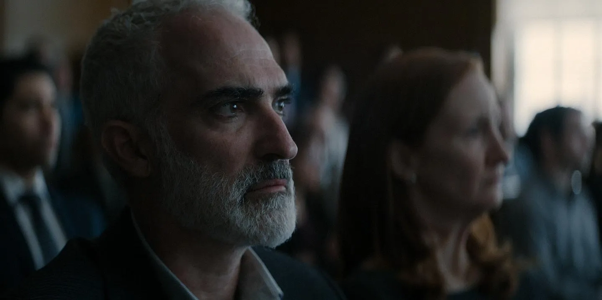 Patrick Fischler and Megan Byrne in Defending Jacob (2020)