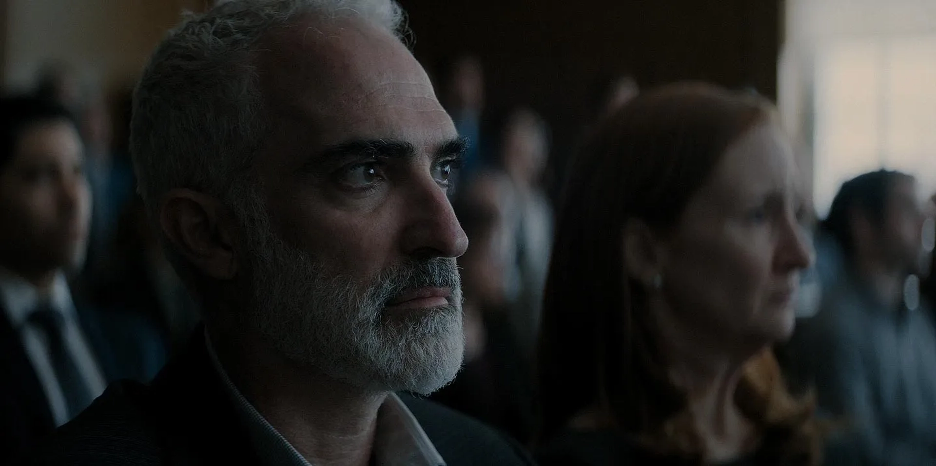 Patrick Fischler and Megan Byrne in Defending Jacob (2020)