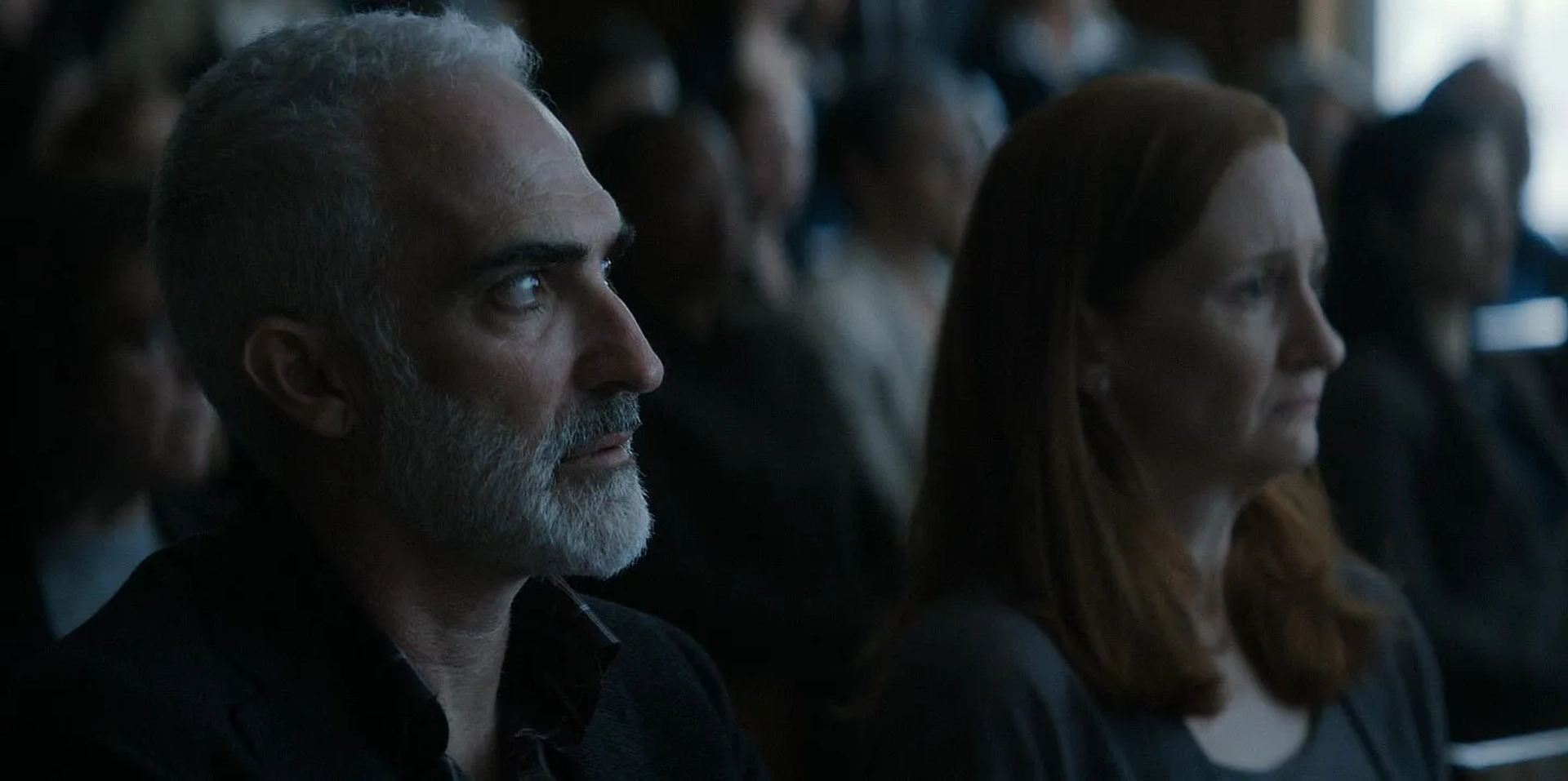 Patrick Fischler and Megan Byrne in Defending Jacob (2020)