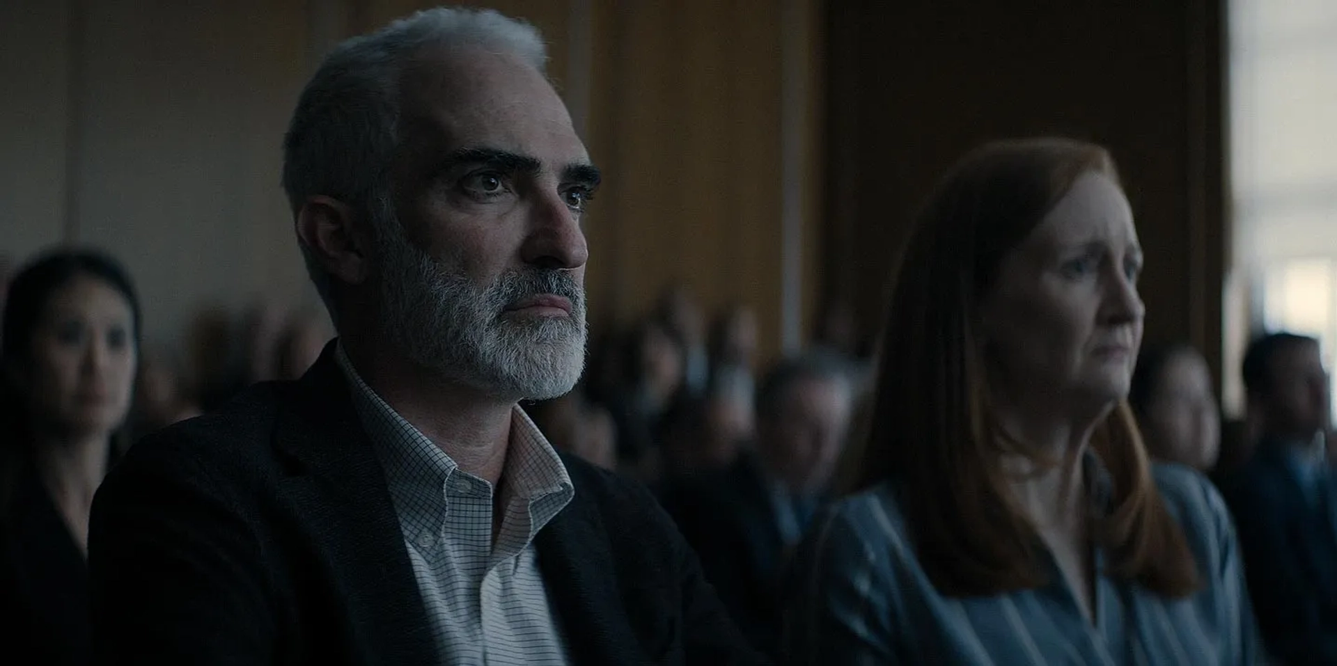 Patrick Fischler and Megan Byrne in Defending Jacob (2020)