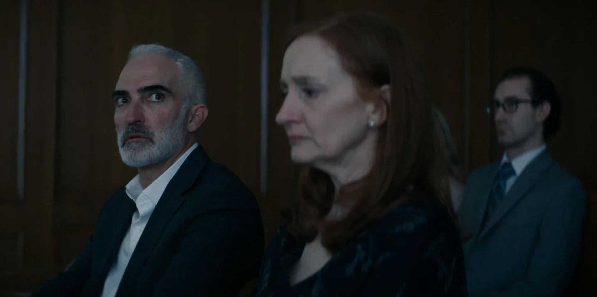 Patrick Fischler and Megan Byrne in Defending Jacob (2020)