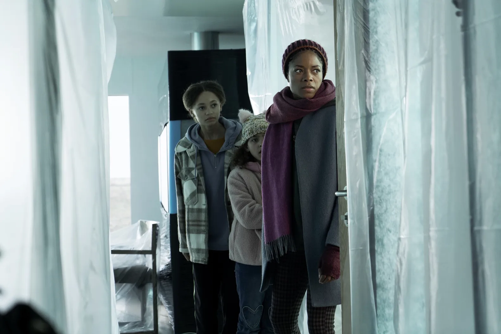 Naomie Harris, Charlotte Gairdner-Mihell, and Nico Parker in The Third Day (2020)