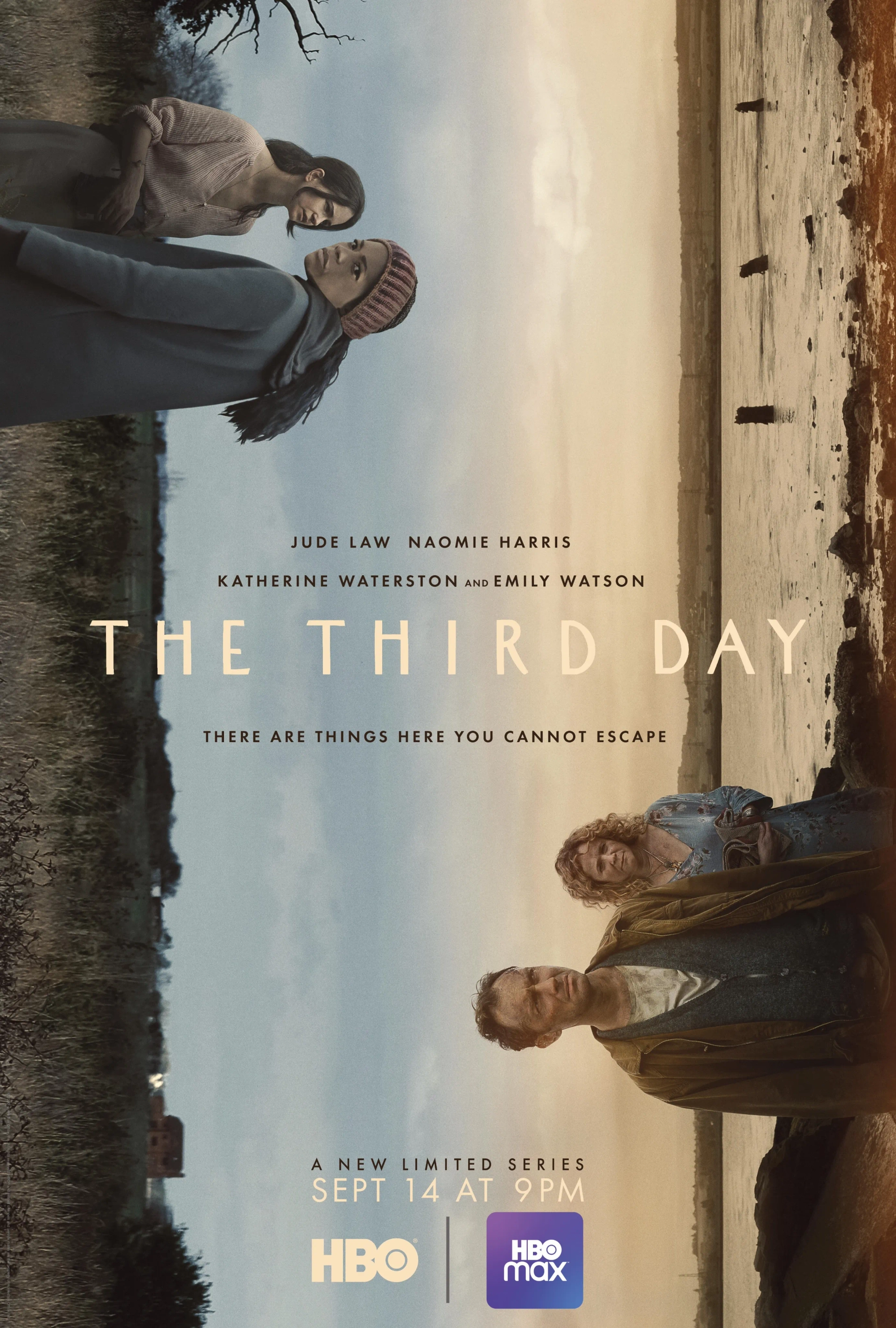 Jude Law, Emily Watson, Naomie Harris, and Katherine Waterston in The Third Day (2020)