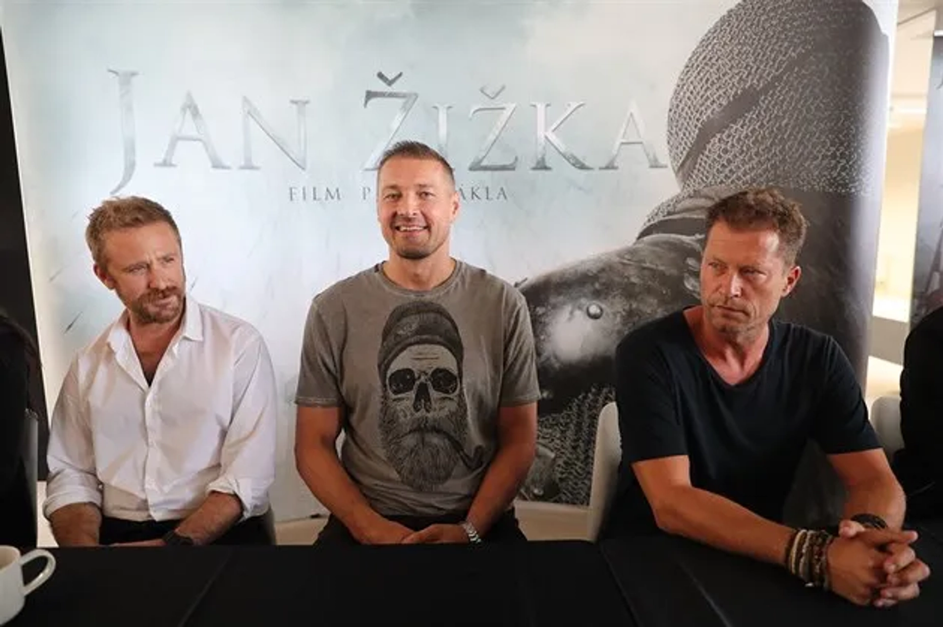 Til Schweiger, Ben Foster, and Petr Jákl at an event for Medieval (2022)