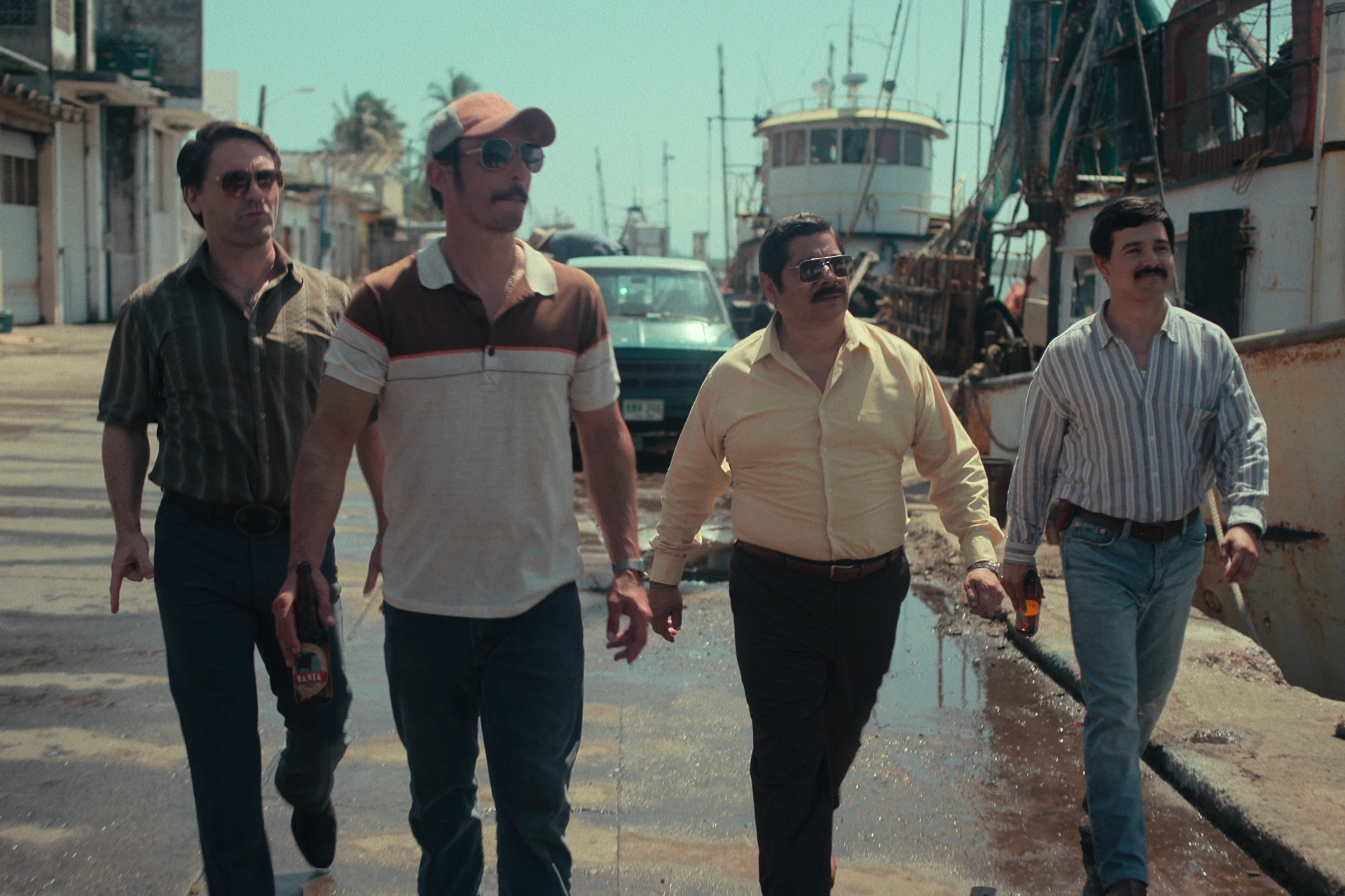 Fermín Martínez, Alberto Guerra, Gorka Lasaosa, and Alejandro Edda in Narcos: Mexico: Los Juniors (2021)