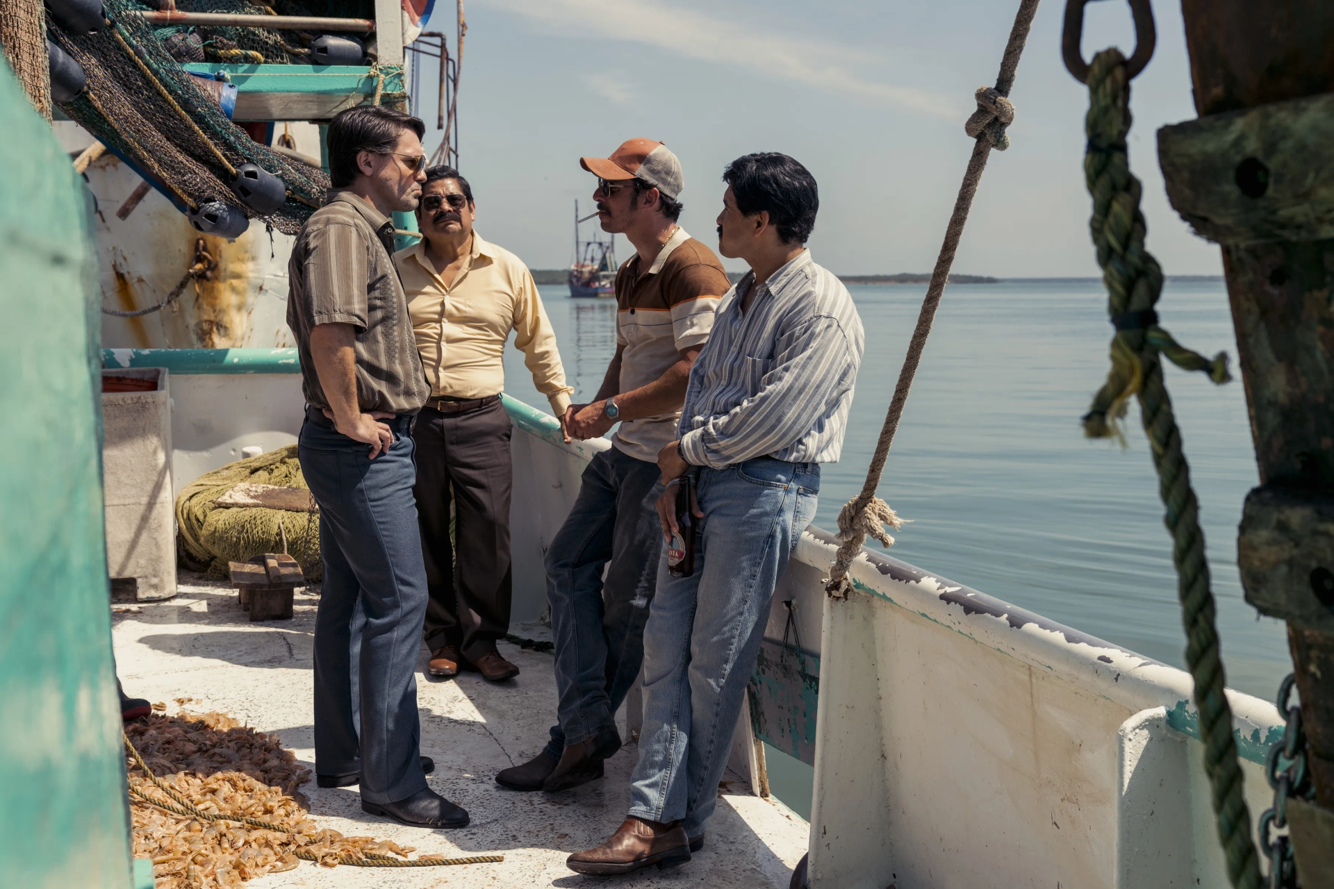 Fermín Martínez, Alberto Guerra, Gorka Lasaosa, and Alejandro Edda in Narcos: Mexico: Los Juniors (2021)