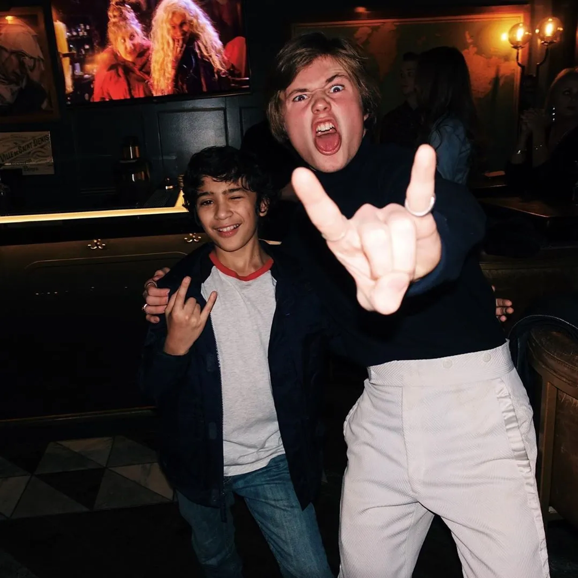 Sonny Bustamante and Sacha Carlson at an event for Julie and the Phantoms (2020)