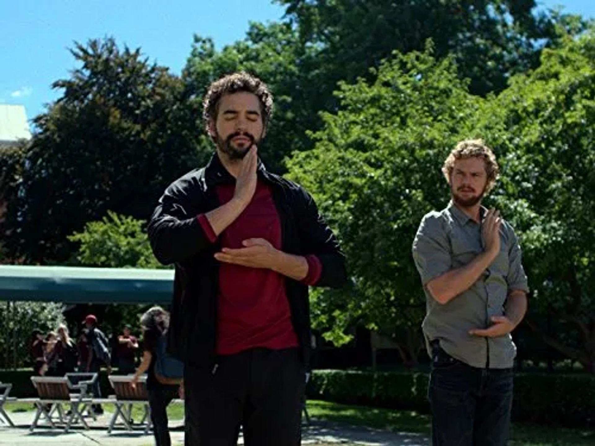 Ramón Rodríguez and Finn Jones in Iron Fist (2017)