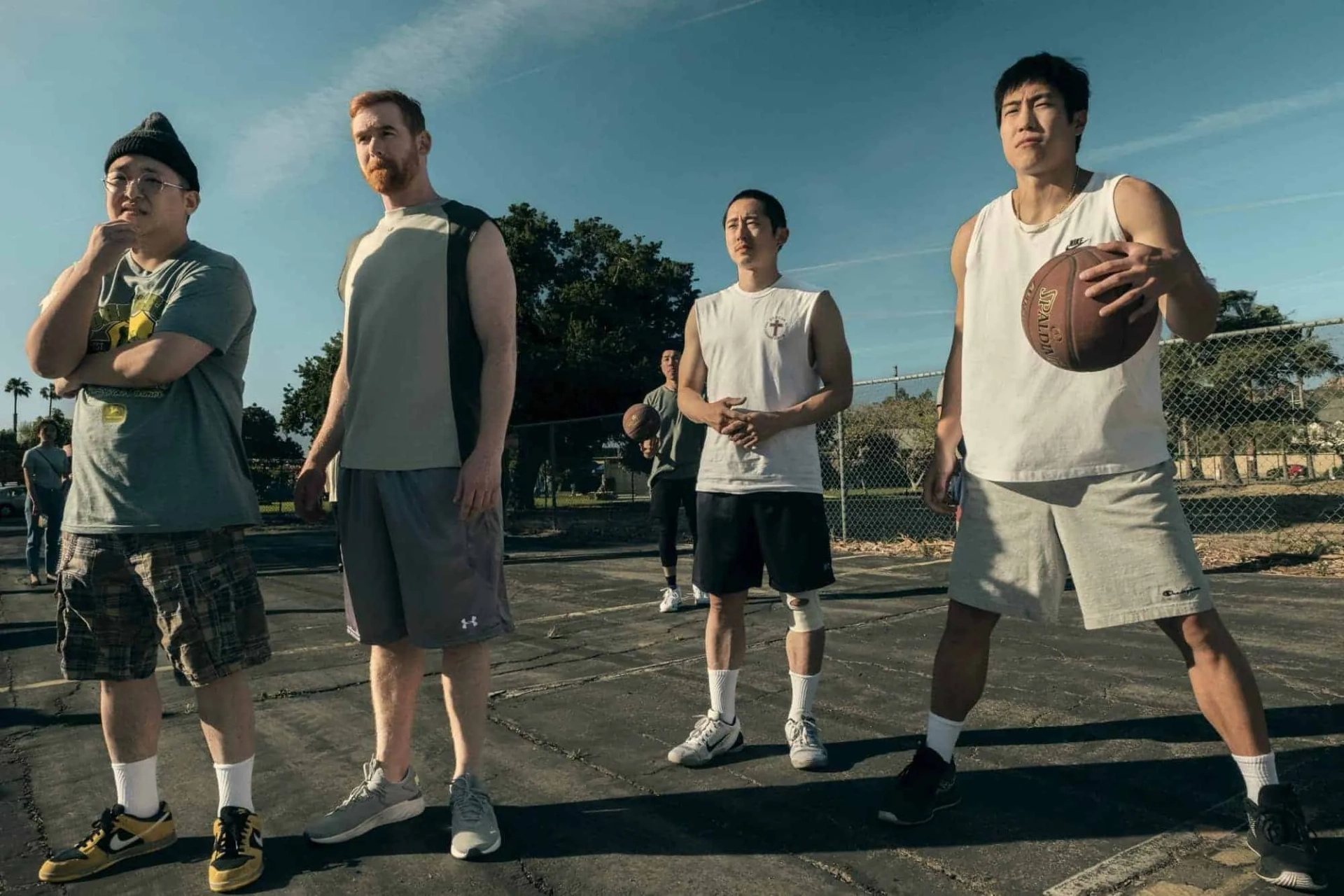 Andrew Santino, Steven Yeun, Young Mazino, and Rekstizzy in Beef (2023)