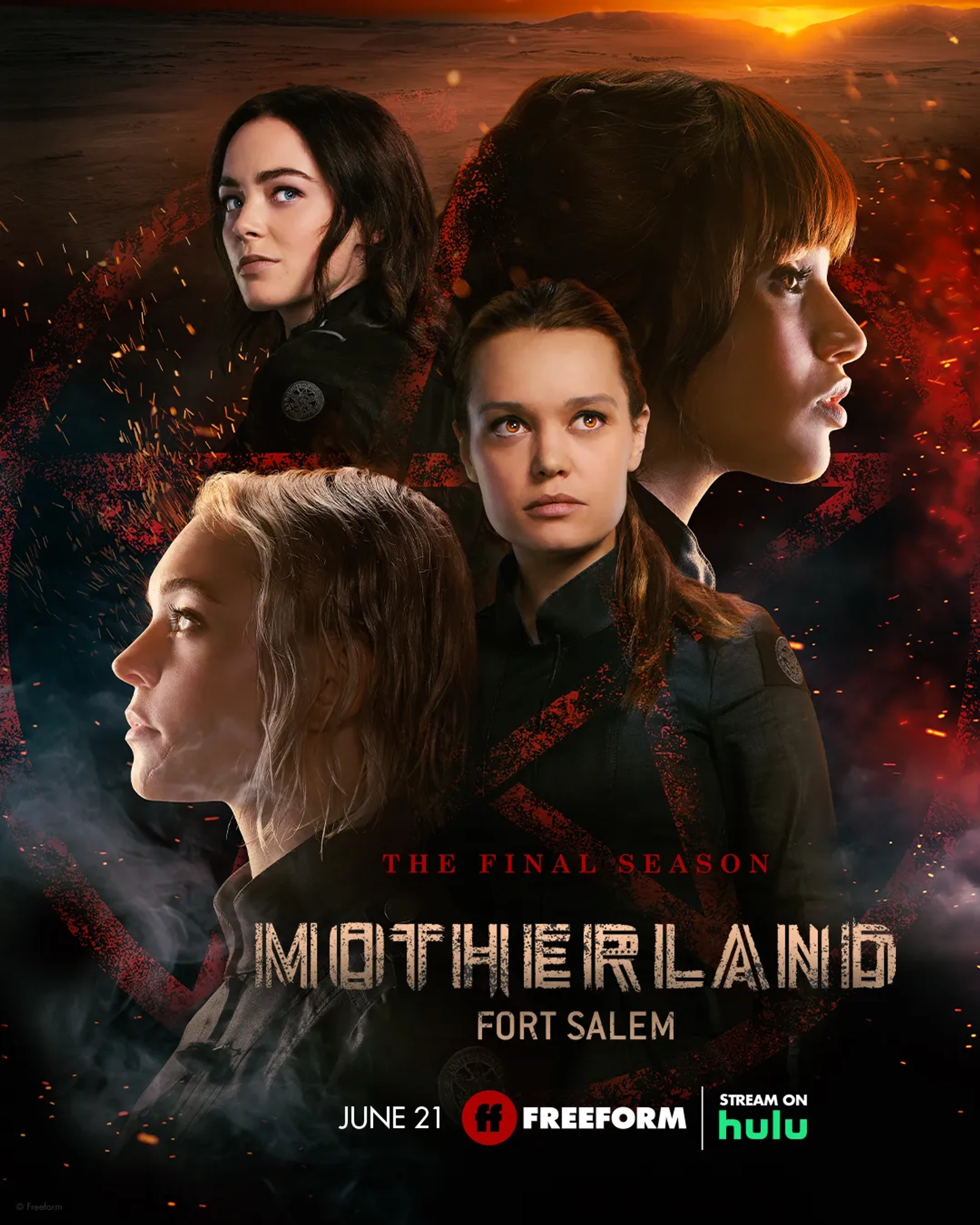 Arlen Aguayo Stewart, BJ Harrison, Linda Ko, Catherine Lough Haggquist, Diana Pavlovská, Lyne Renée, Demetria McKinney, Sarah Yarkin, Tony Giroux, Amalia Holm, Taylor Hickson, Jessica Sutton, Mellany Barros, Kylee Brown, Ess Hödlmoser, and Ashley Nicole Williams in Motherland: Fort Salem (2020)