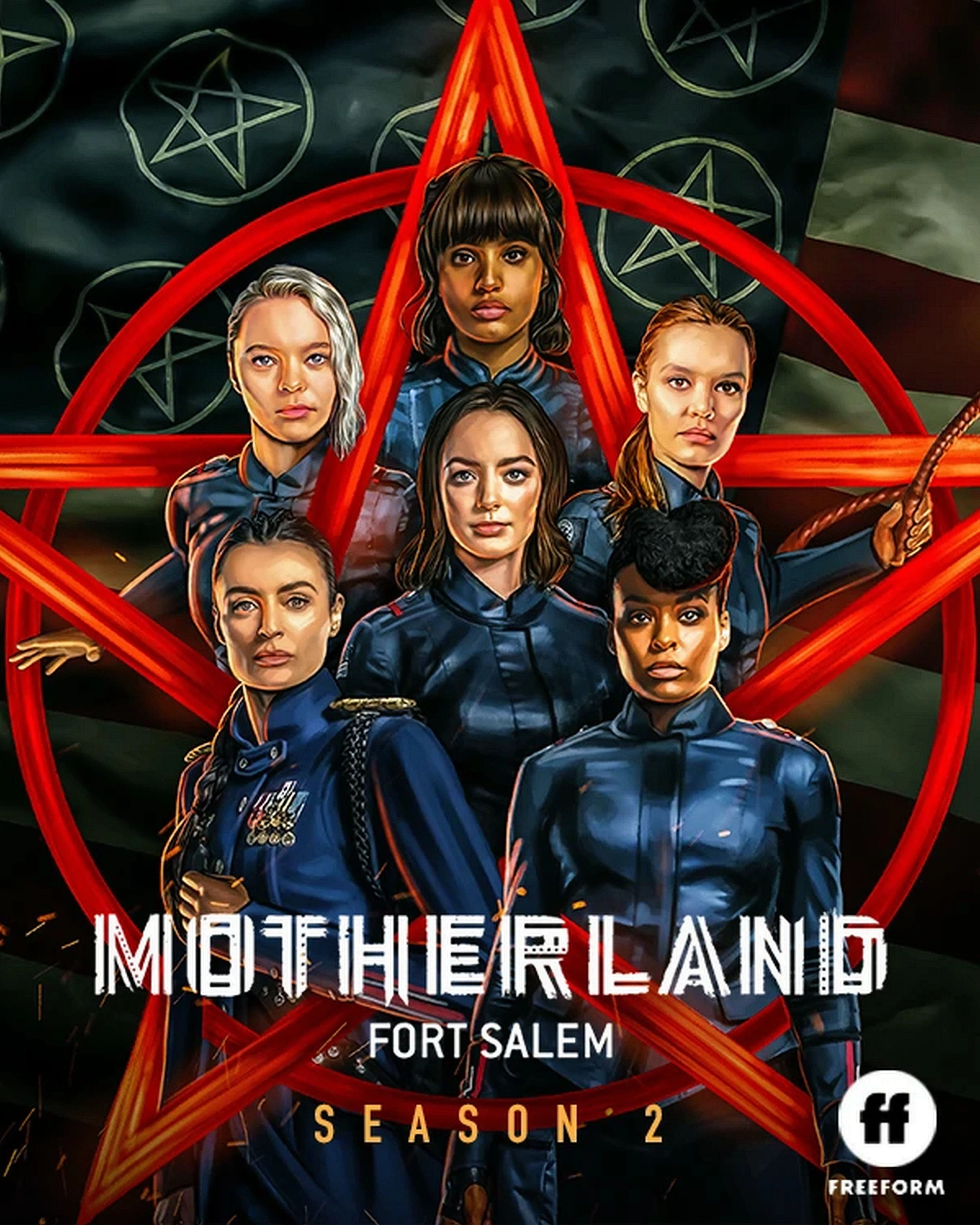 Lyne Renée, Demetria McKinney, Amalia Holm, Taylor Hickson, Jessica Sutton, and Ashley Nicole Williams in Motherland: Fort Salem (2020)