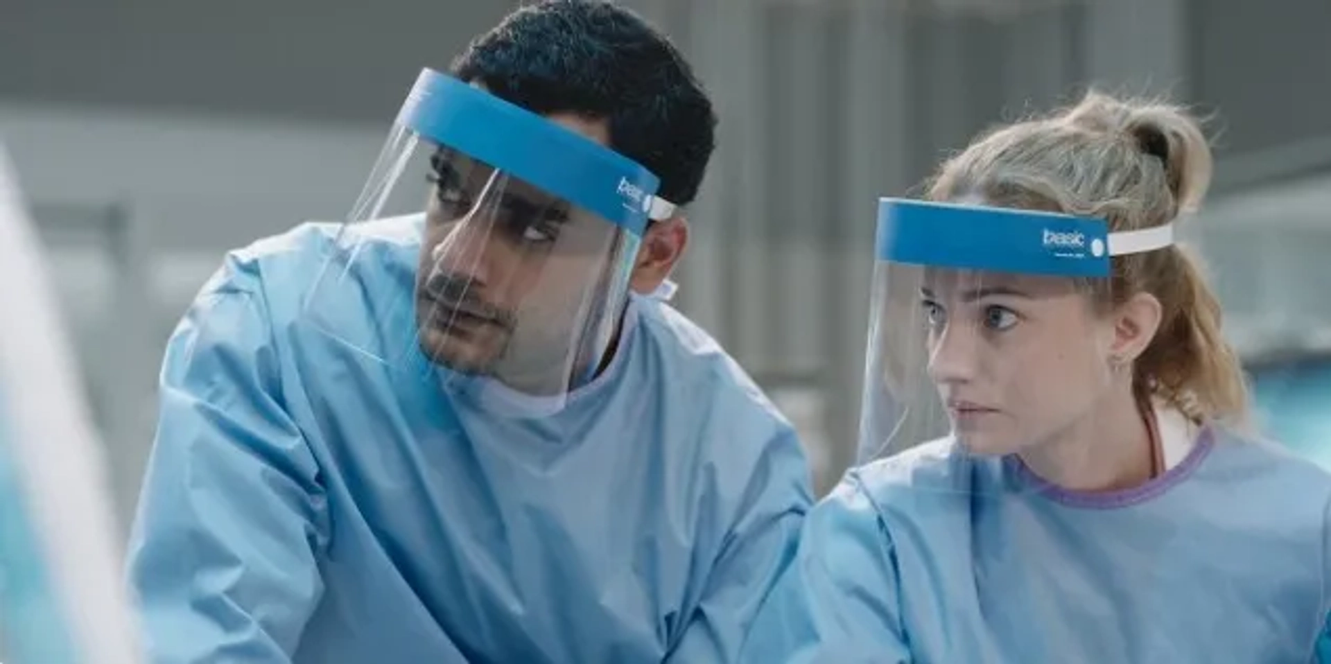 Laurence Leboeuf and Hamza Haq in Transplant (2020)