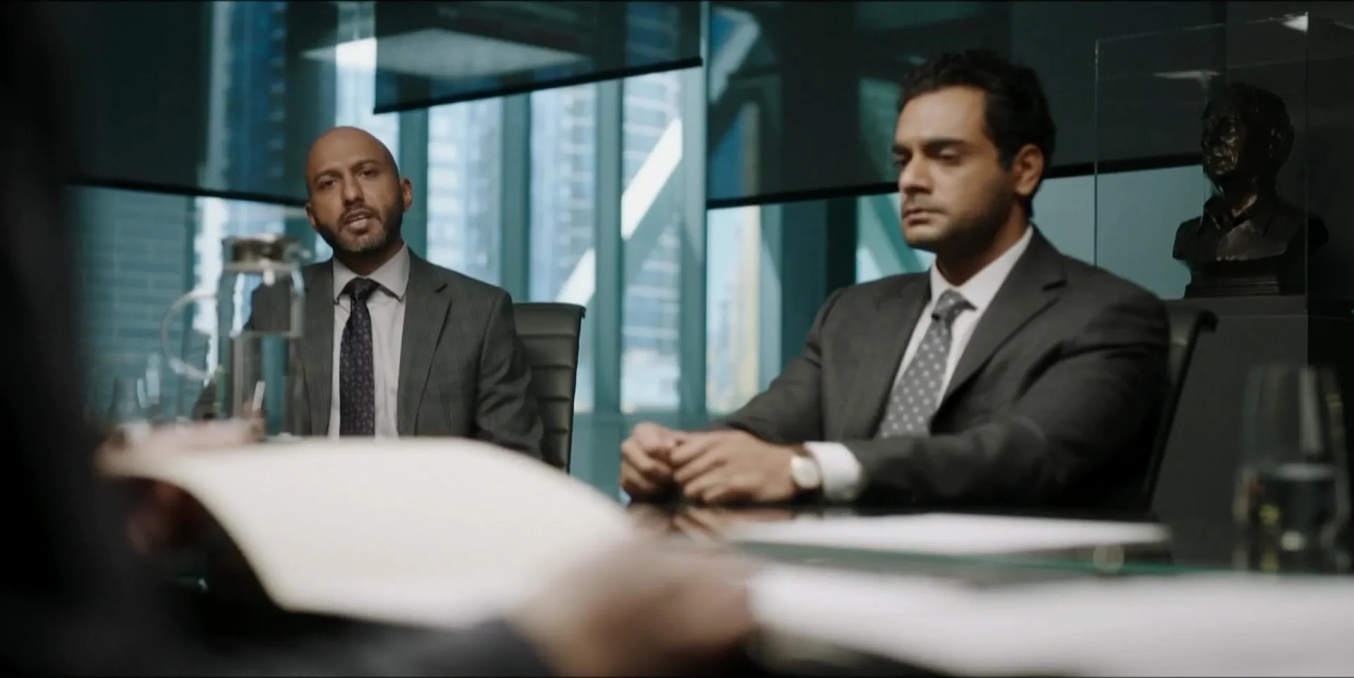 Richard Young and Hamza Haq in Transplant (2020)