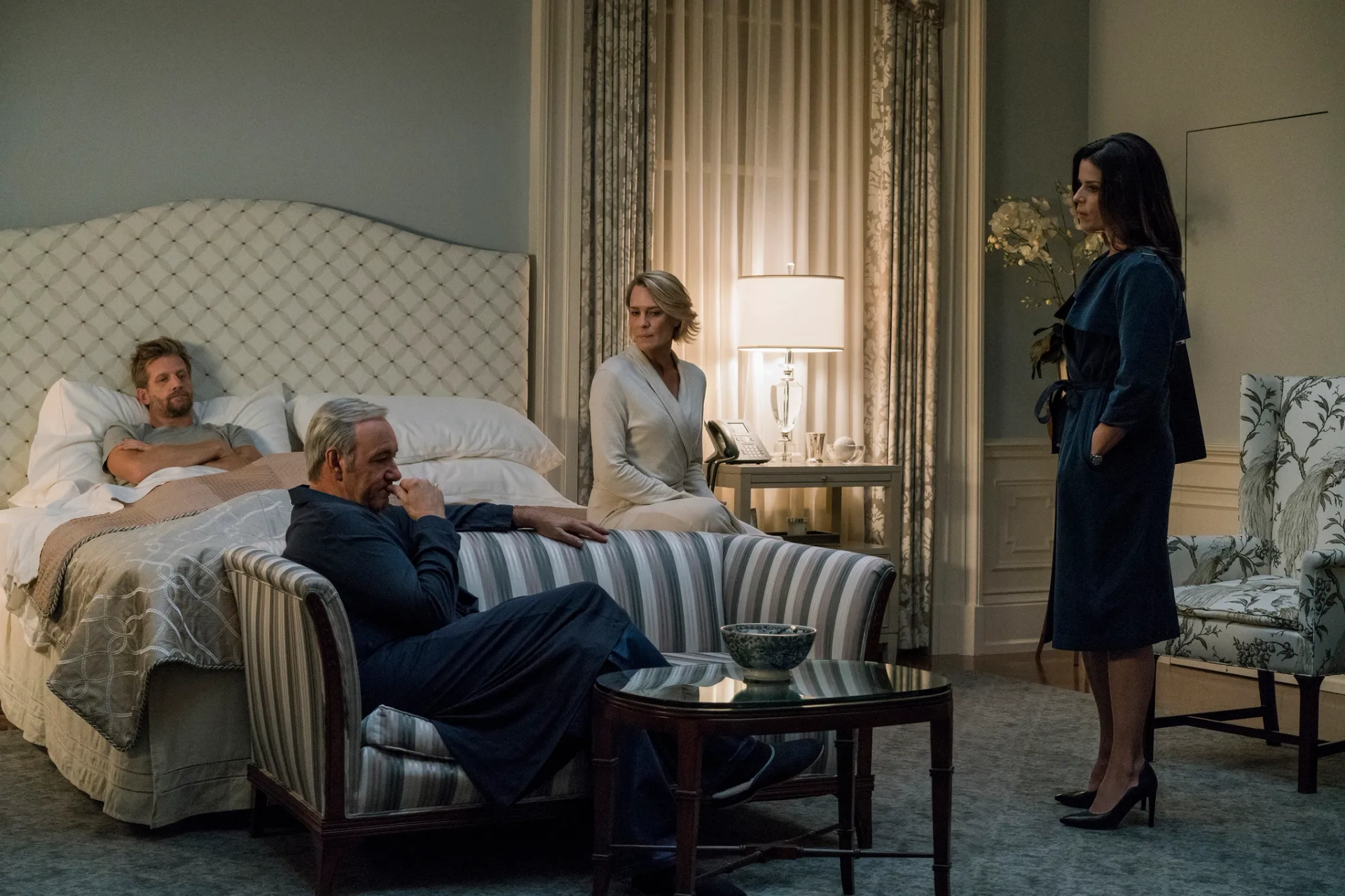 Neve Campbell, Kevin Spacey, Robin Wright, and Paul Sparks in House of Cards (2013)