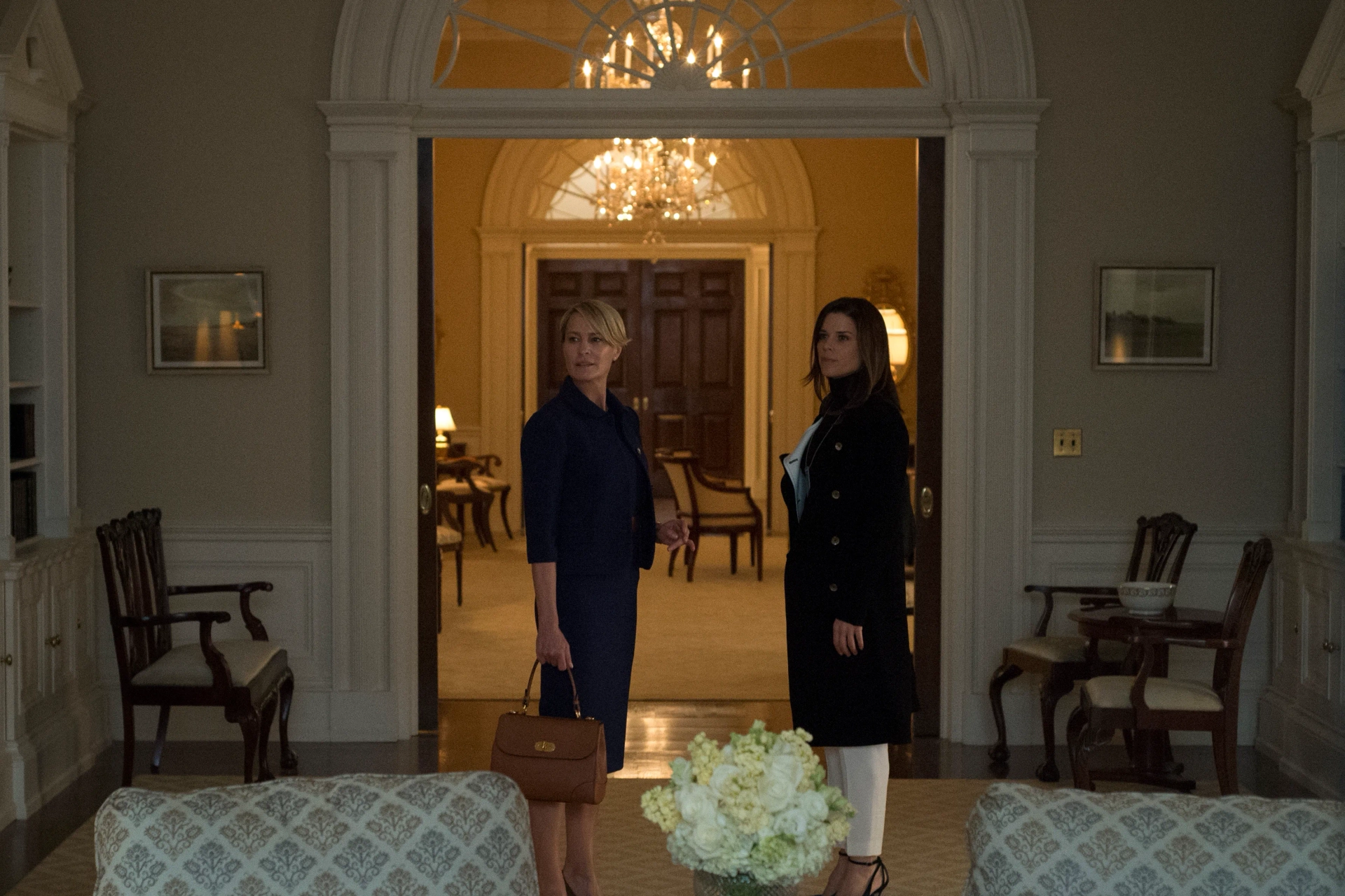 Neve Campbell and Robin Wright in House of Cards (2013)