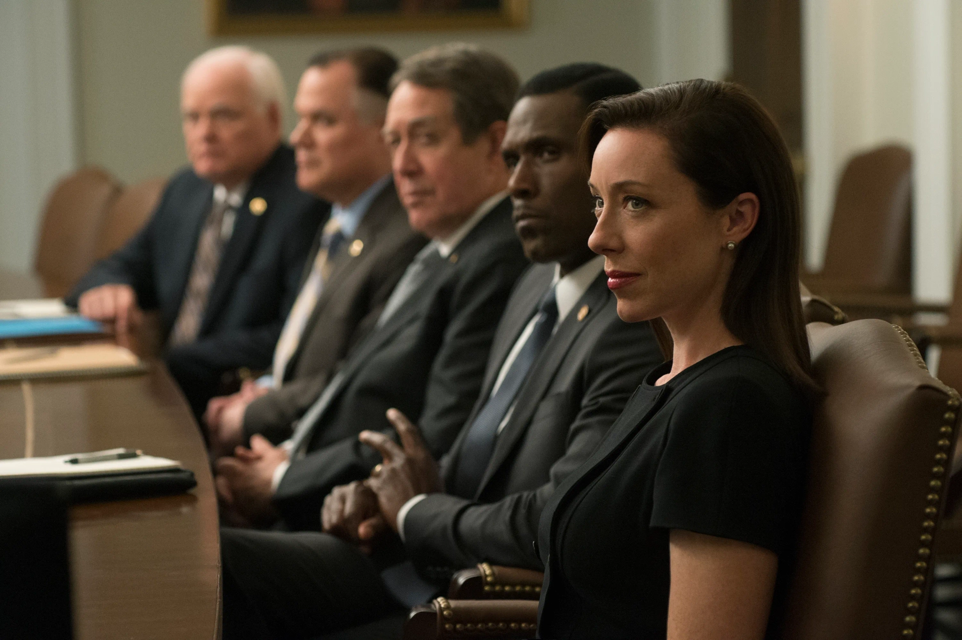 Molly Parker, Larry Pine, and Curtiss Cook in House of Cards (2013)