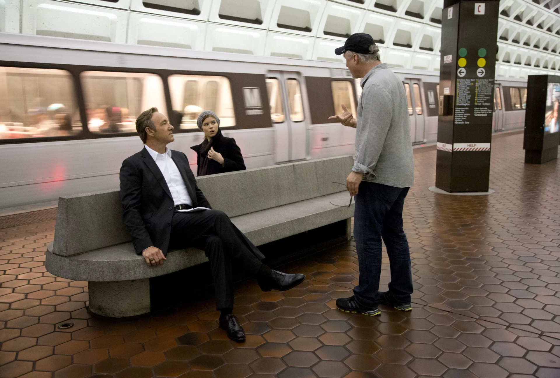 Kevin Spacey, David Fincher, and Kate Mara in House of Cards (2013)