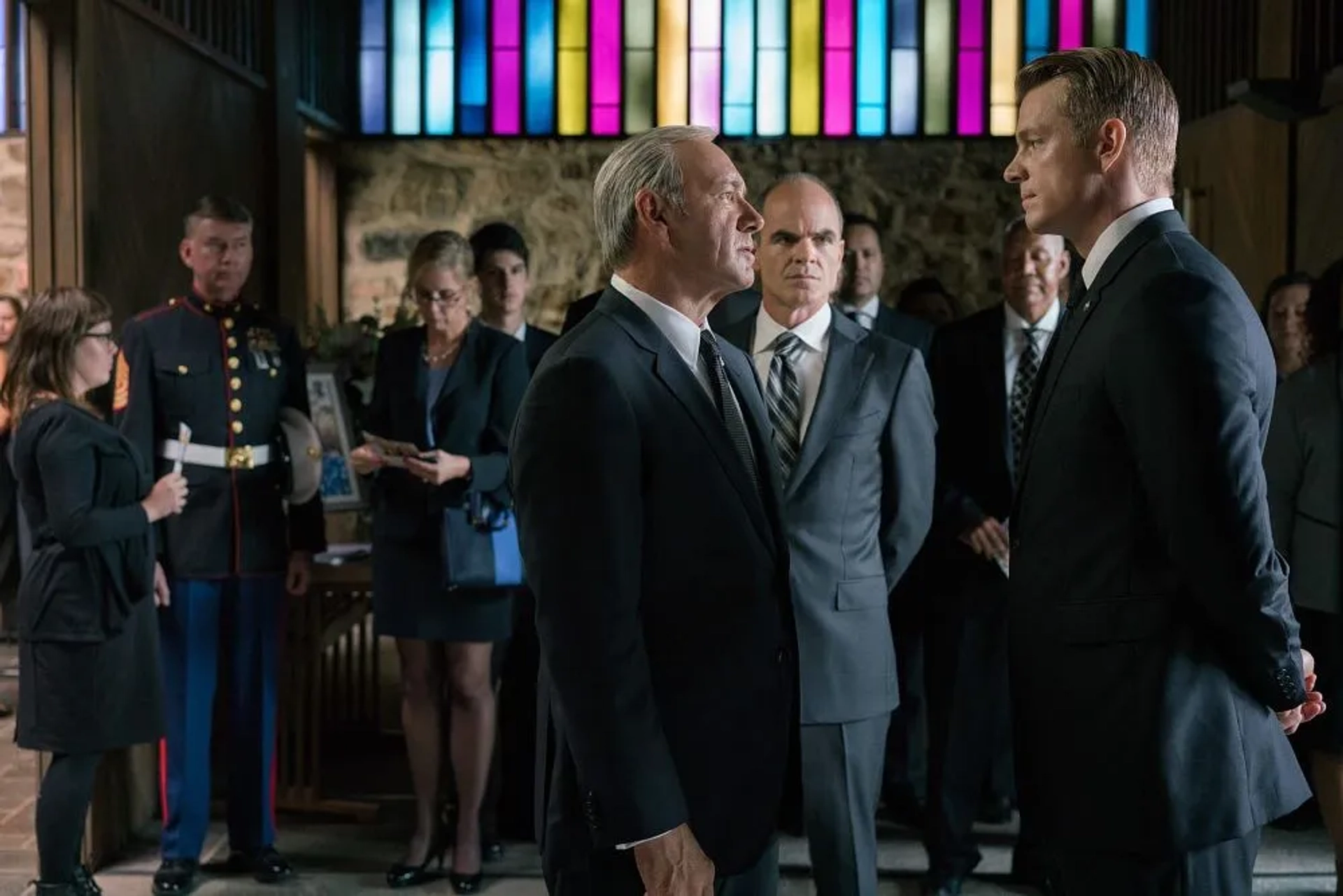 Kevin Spacey, Michael Kelly, and Joel Kinnaman in House of Cards (2013)