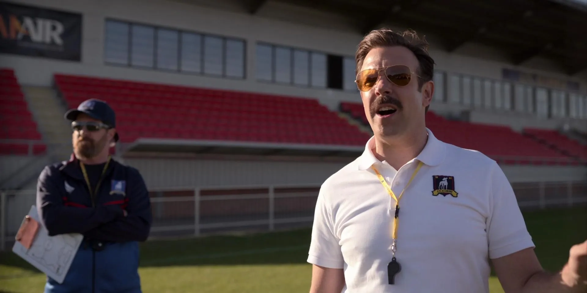 Brendan Hunt and Jason Sudeikis in Ted Lasso (2020)