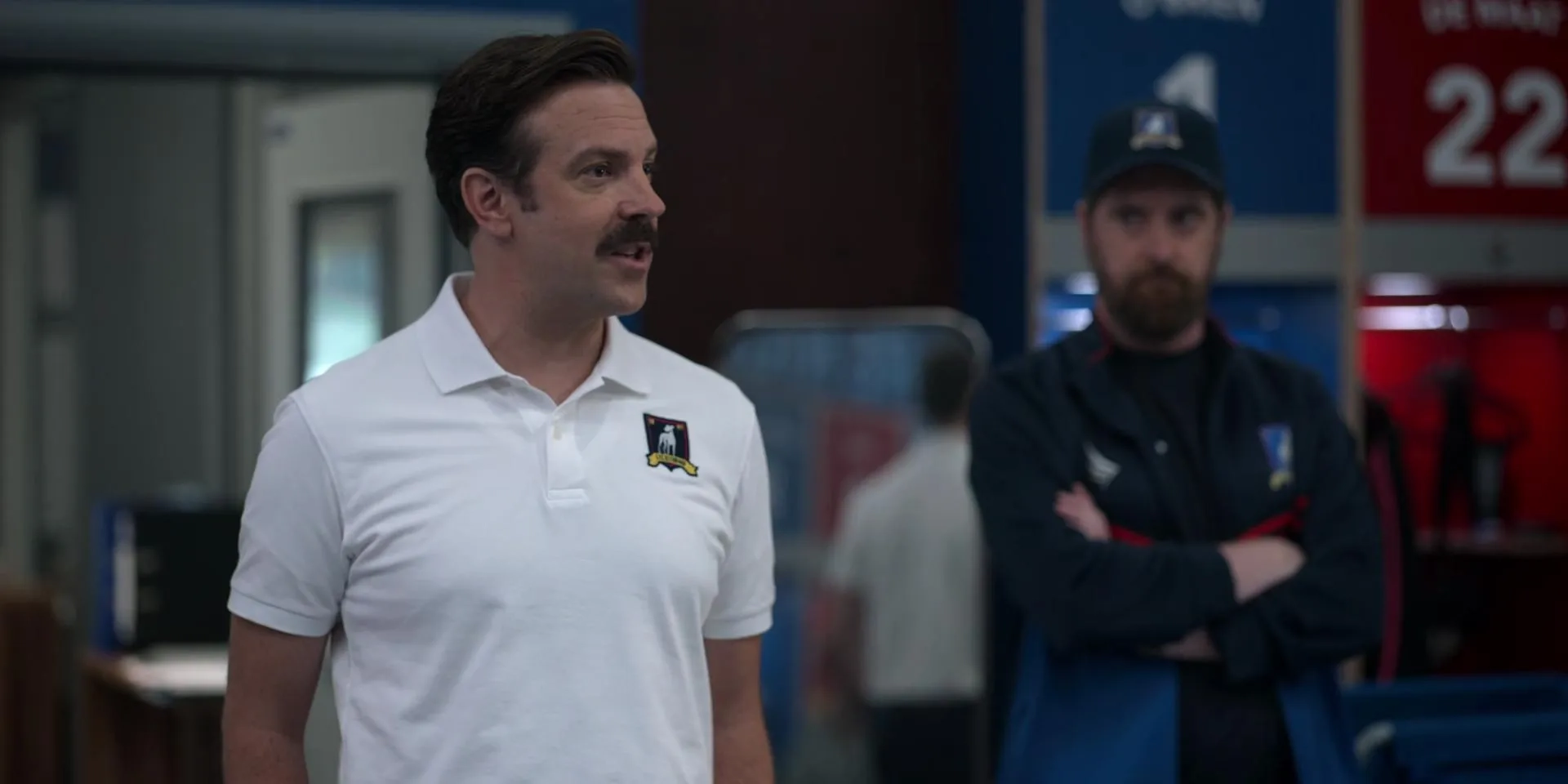 Brendan Hunt and Jason Sudeikis in Ted Lasso (2020)