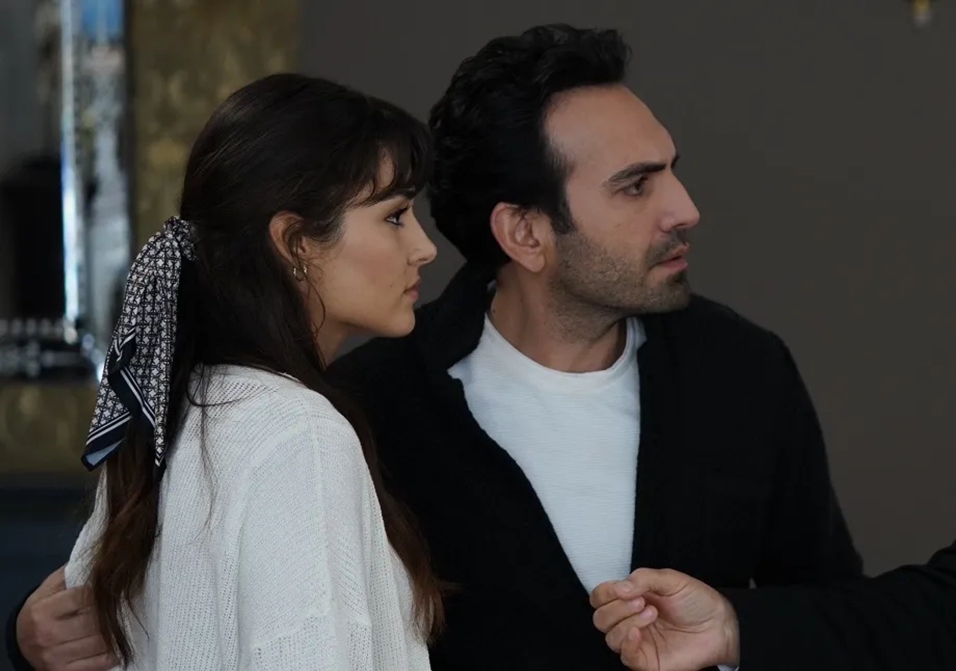 Bugra Gülsoy and Hande Erçel in Azize (2019)