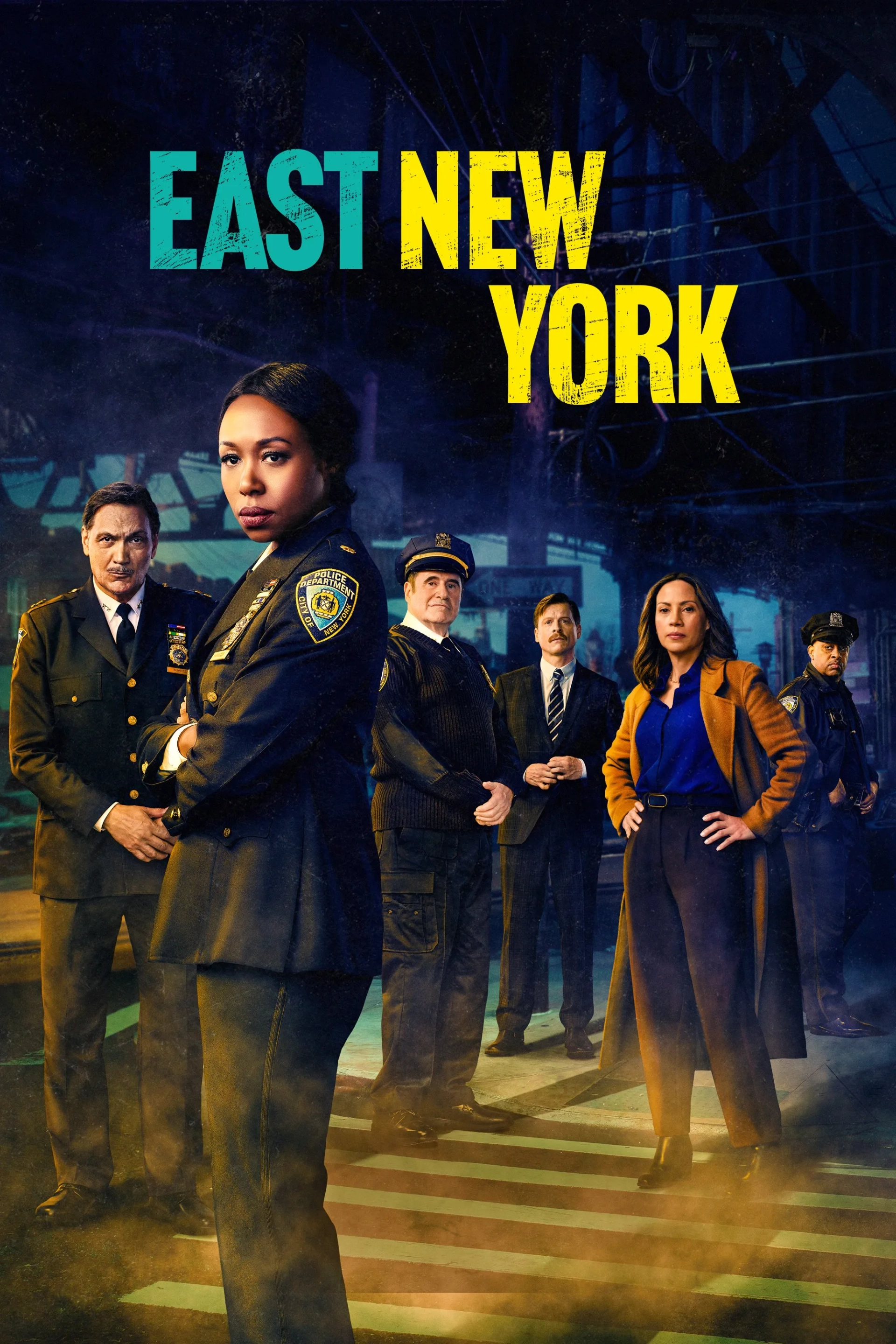 Jimmy Smits, Richard Kind, Kevin Rankin, Elizabeth Rodriguez, Ruben Santiago-Hudson, and Amanda Warren in East New York (2022)