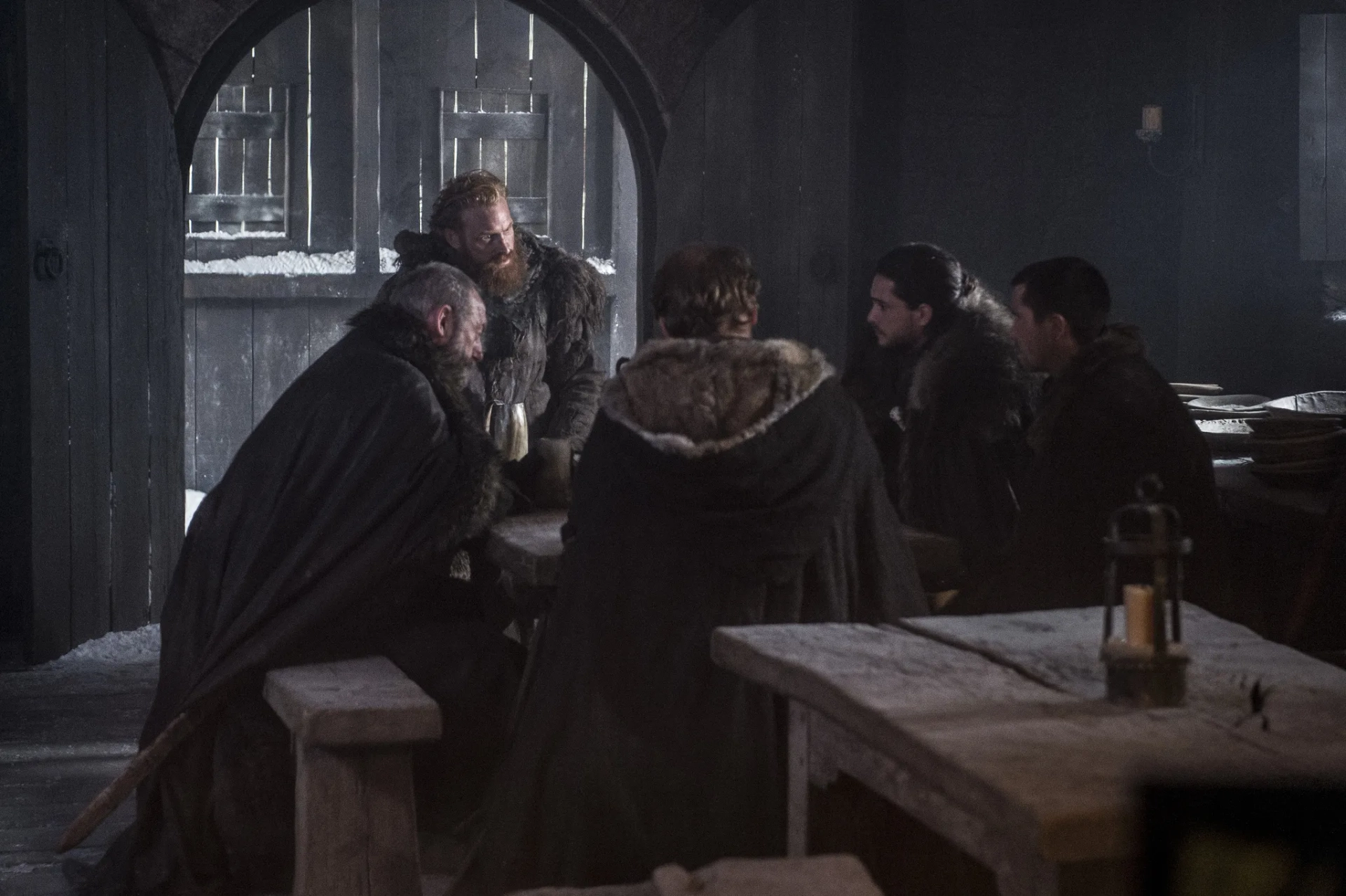 Liam Cunningham, Iain Glen, Joe Dempsie, Kristofer Hivju, and Kit Harington in Game of Thrones (2011)