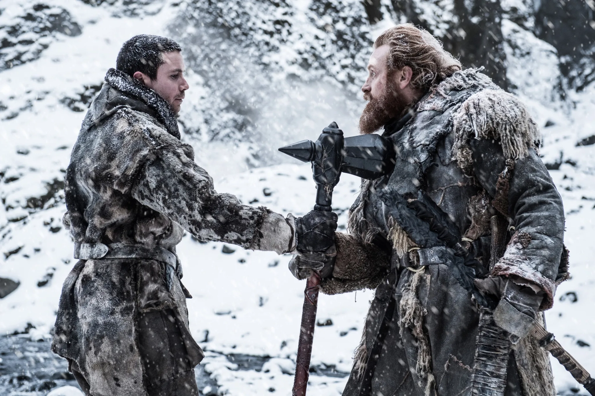 Joe Dempsie and Kristofer Hivju in Game of Thrones (2011)