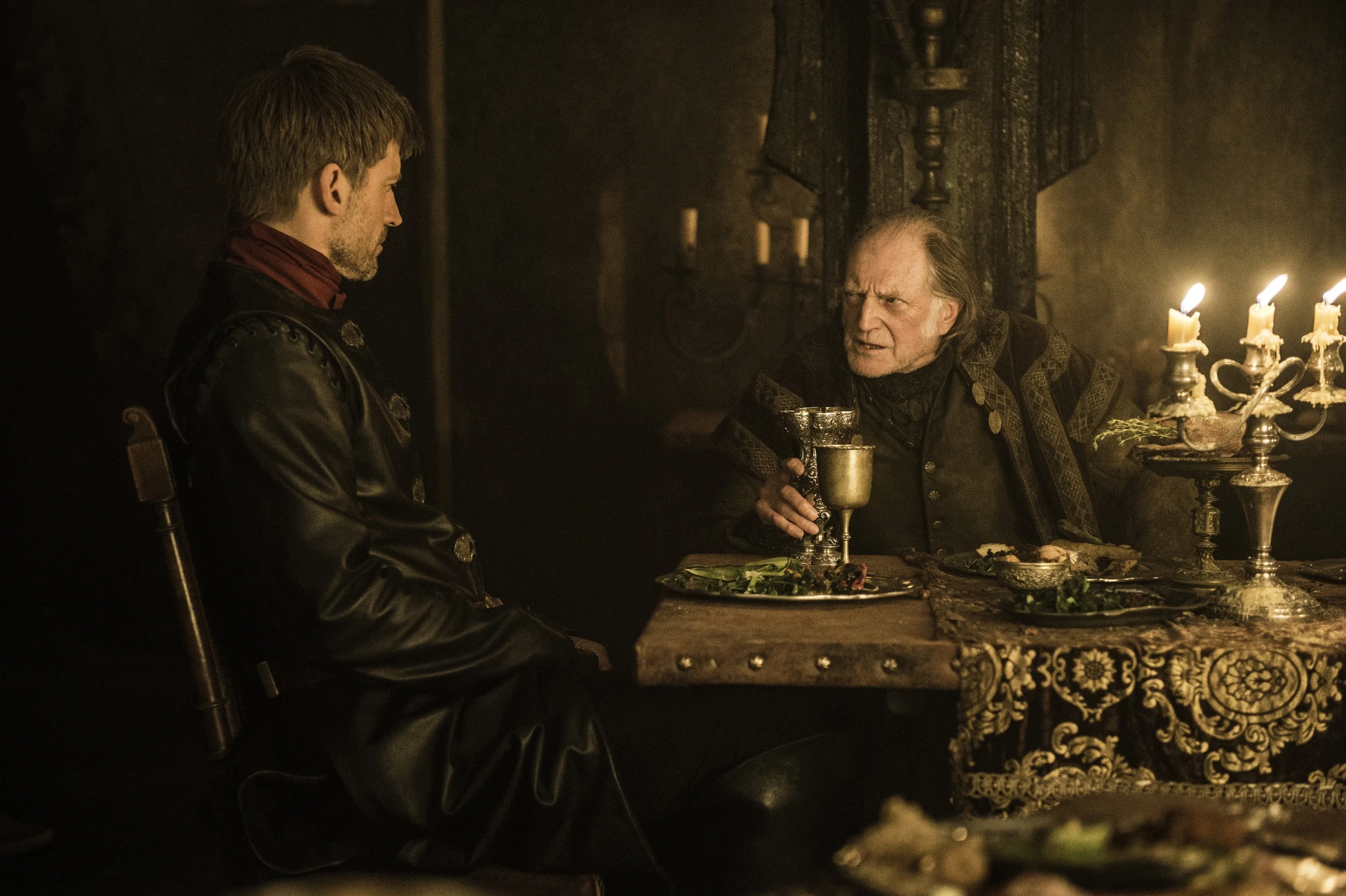 David Bradley and Nikolaj Coster-Waldau in Game of Thrones (2011)