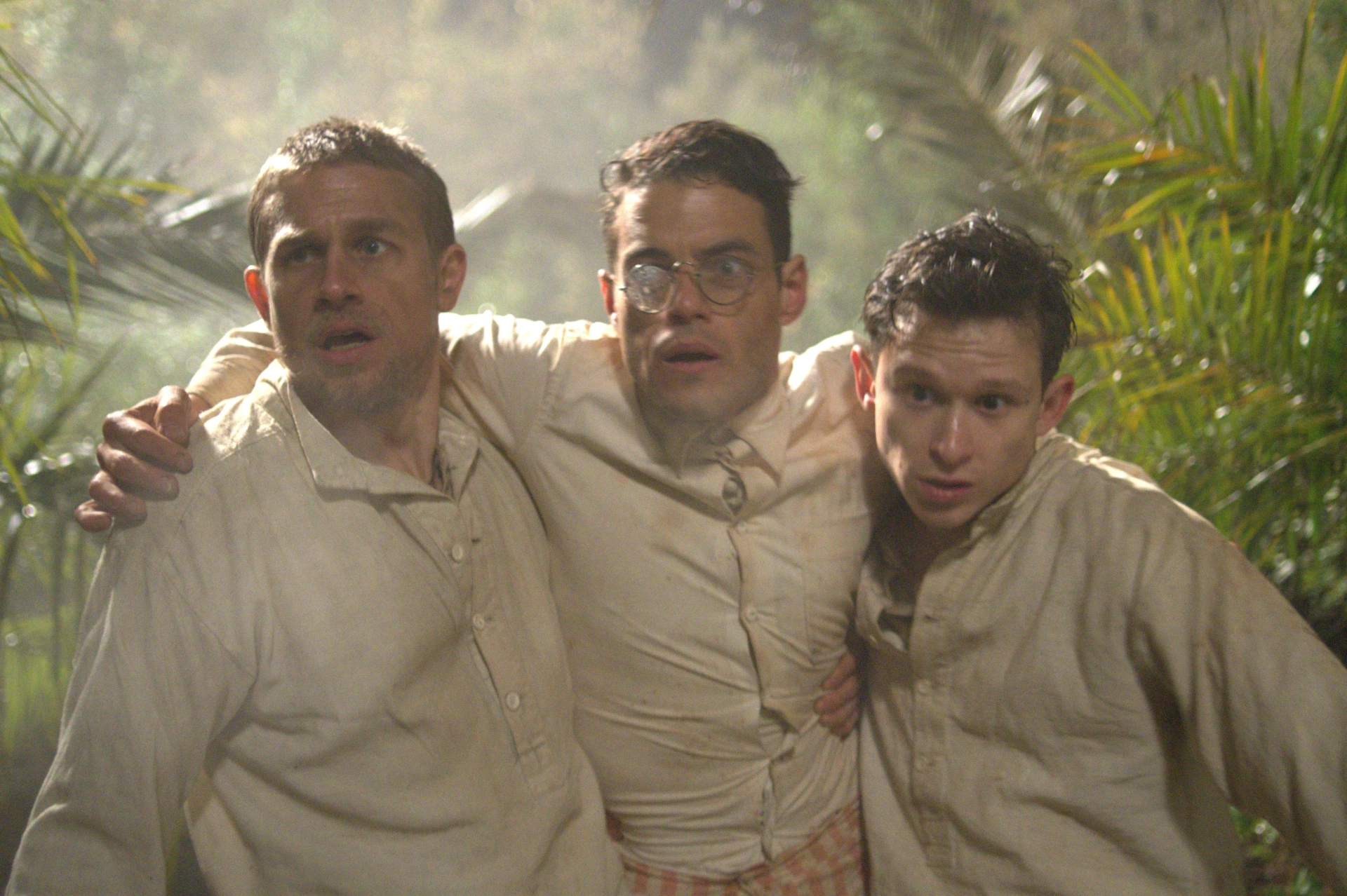 Charlie Hunnam, Rami Malek, and Joel Basman in Papillon (2017)