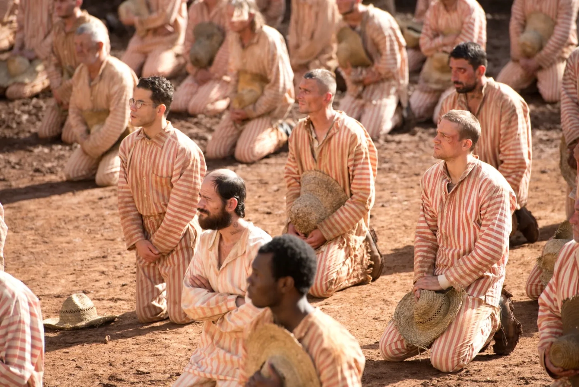 Charlie Hunnam, Rami Malek, and Slavko Sobin in Papillon (2017)