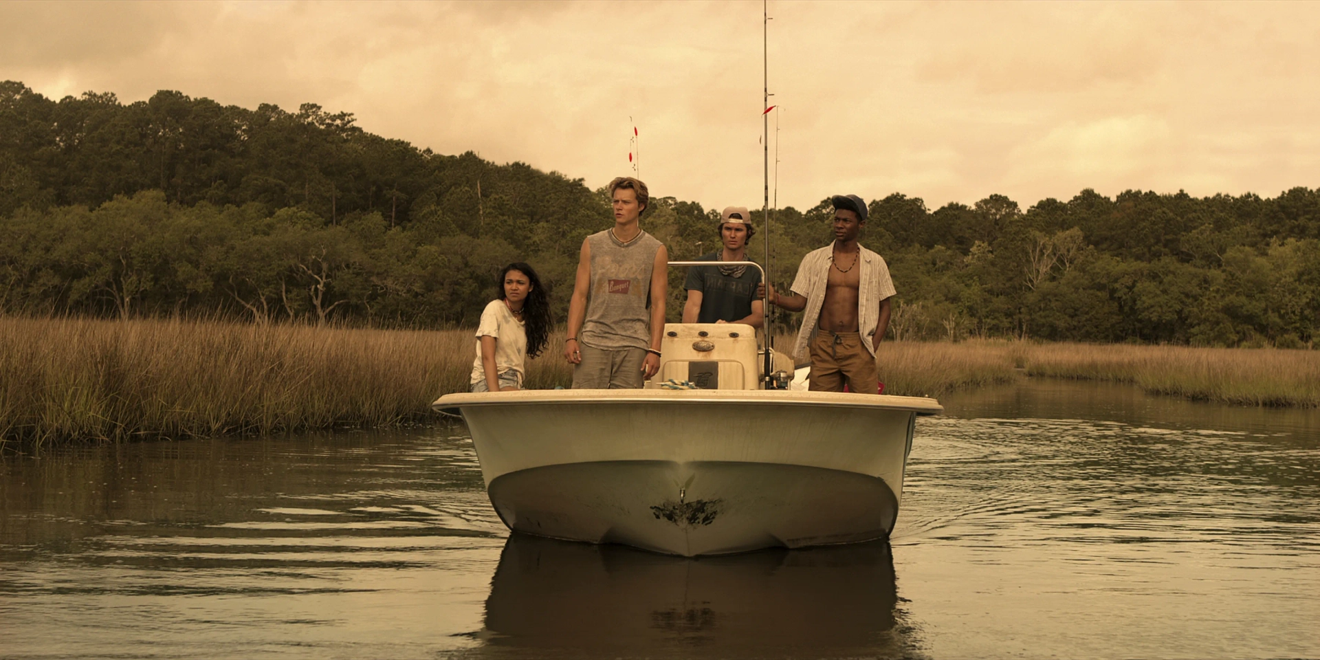 J.D., Madison Bailey, Chase Stokes, and Rudy Pankow in Outer Banks (2020)