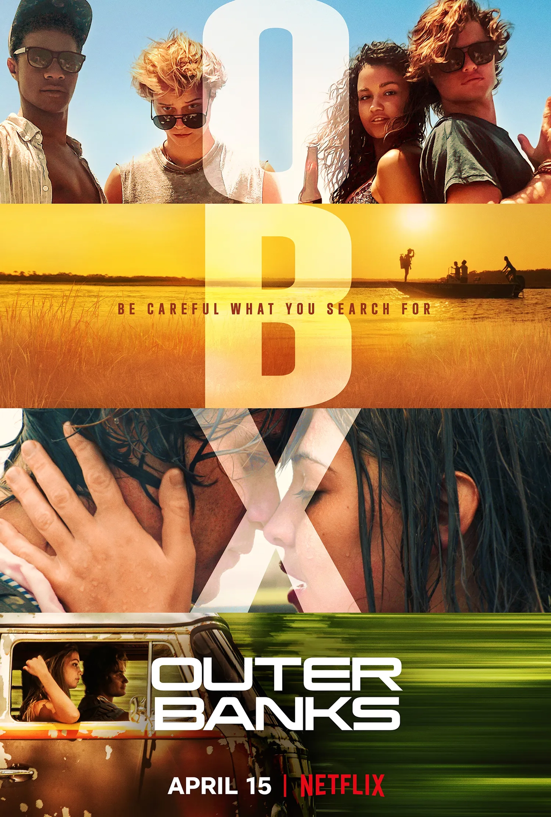 Madelyn Cline, J.D., Madison Bailey, Chase Stokes, and Rudy Pankow in Outer Banks (2020)