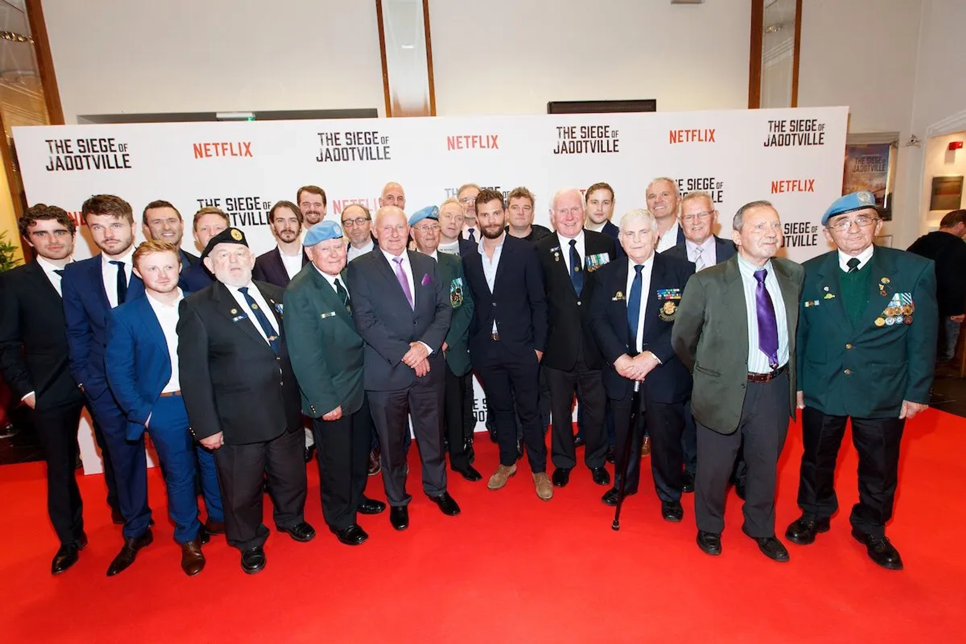 Michael McElhatton, Jason O'Mara, Richie Smyth, Jamie Dornan, Conor MacNeill, Conor Quinlan, Ronan Raftery, Sam Keeley, Mike Noble, Mike Bodie, and Charlie Kelly at an event for The Siege of Jadotville (2016)