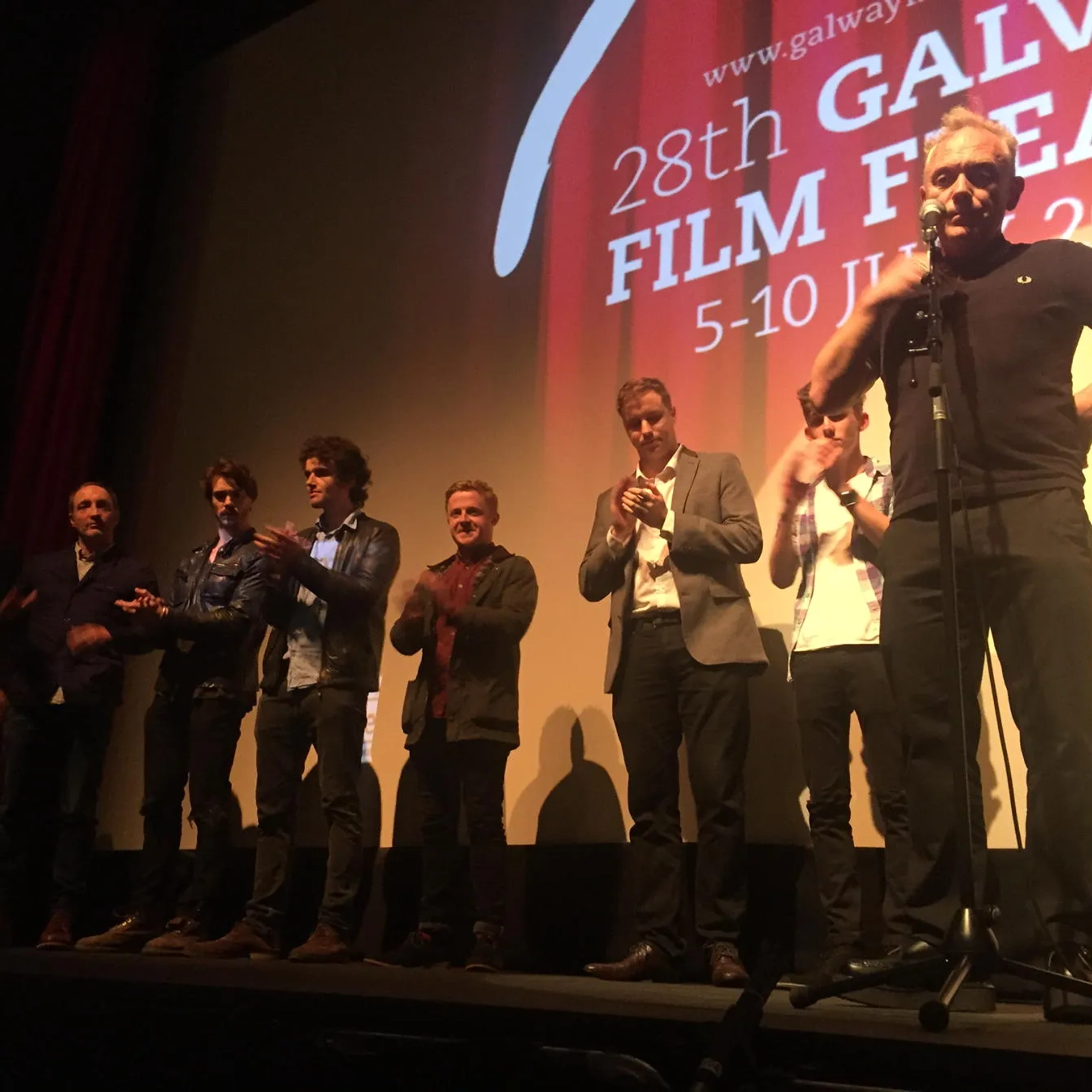 Michael McElhatton, Richie Smyth, Conor MacNeill, Fionn O'Shea, Conor Quinlan, Sam Keeley, and Charlie Kelly at an event for The Siege of Jadotville (2016)