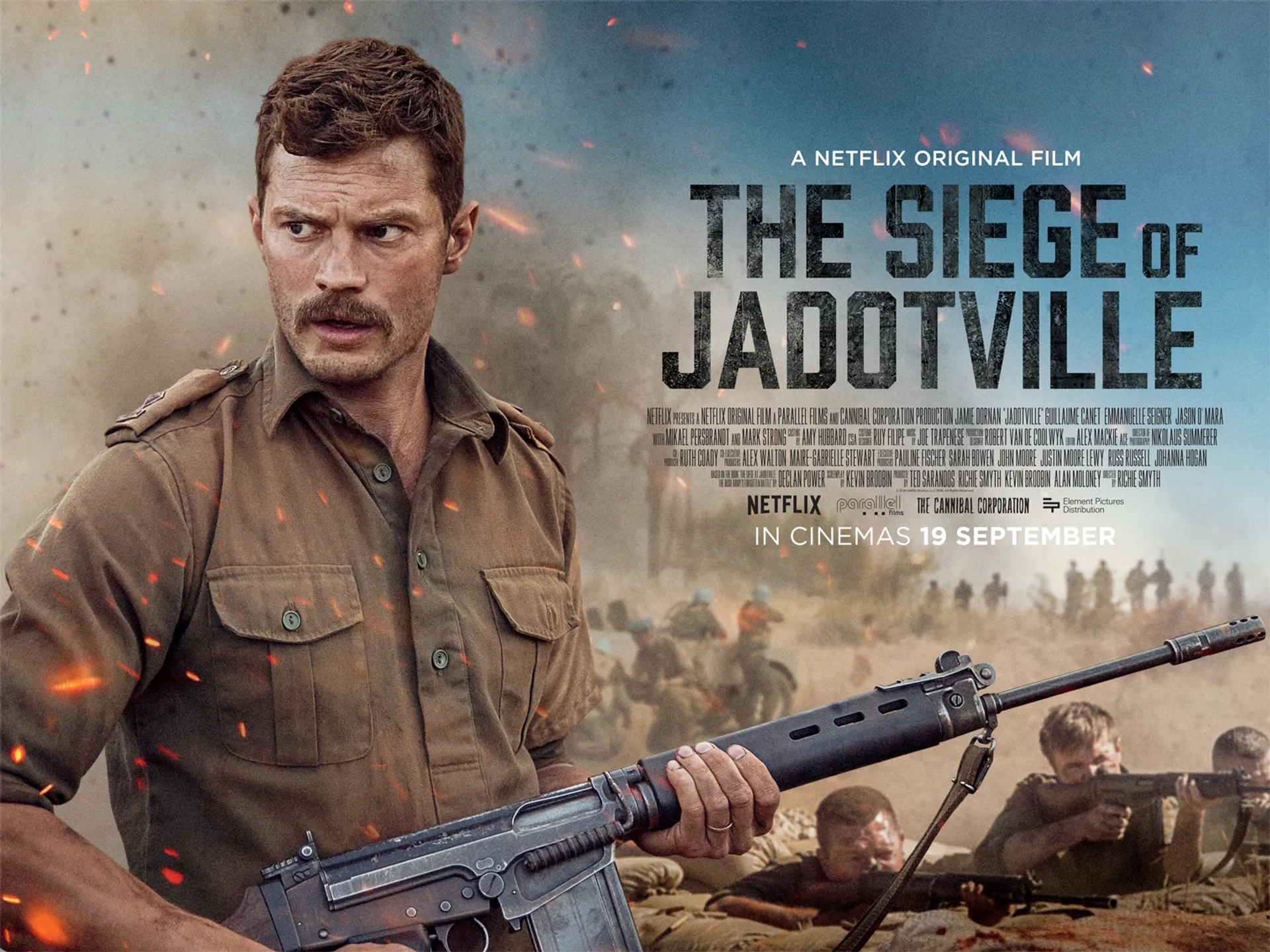 Jason O'Mara, Jamie Dornan, and Ronan Raftery in The Siege of Jadotville (2016)