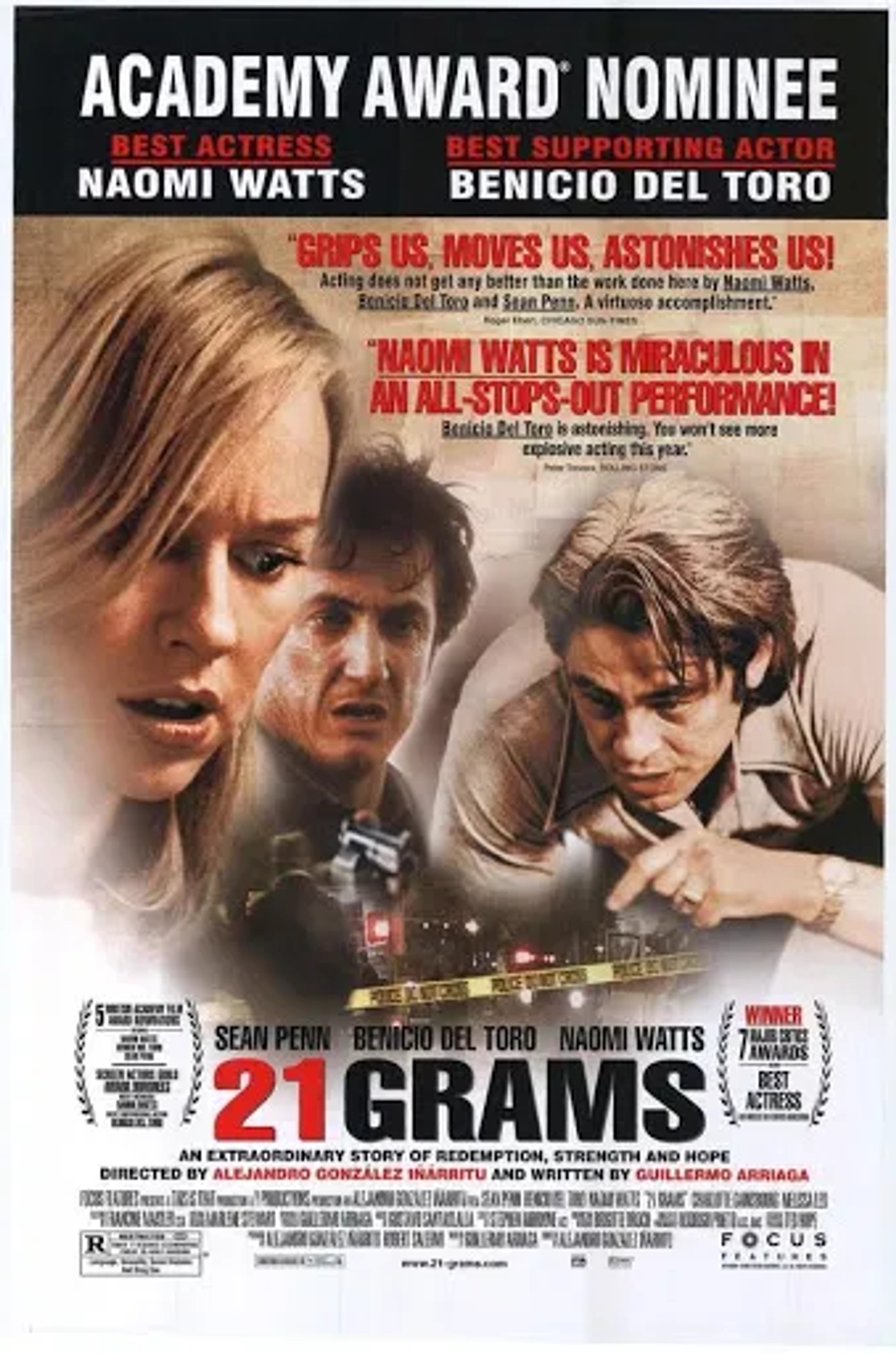 Sean Penn, Benicio Del Toro, and Naomi Watts in 21 Grams (2003)