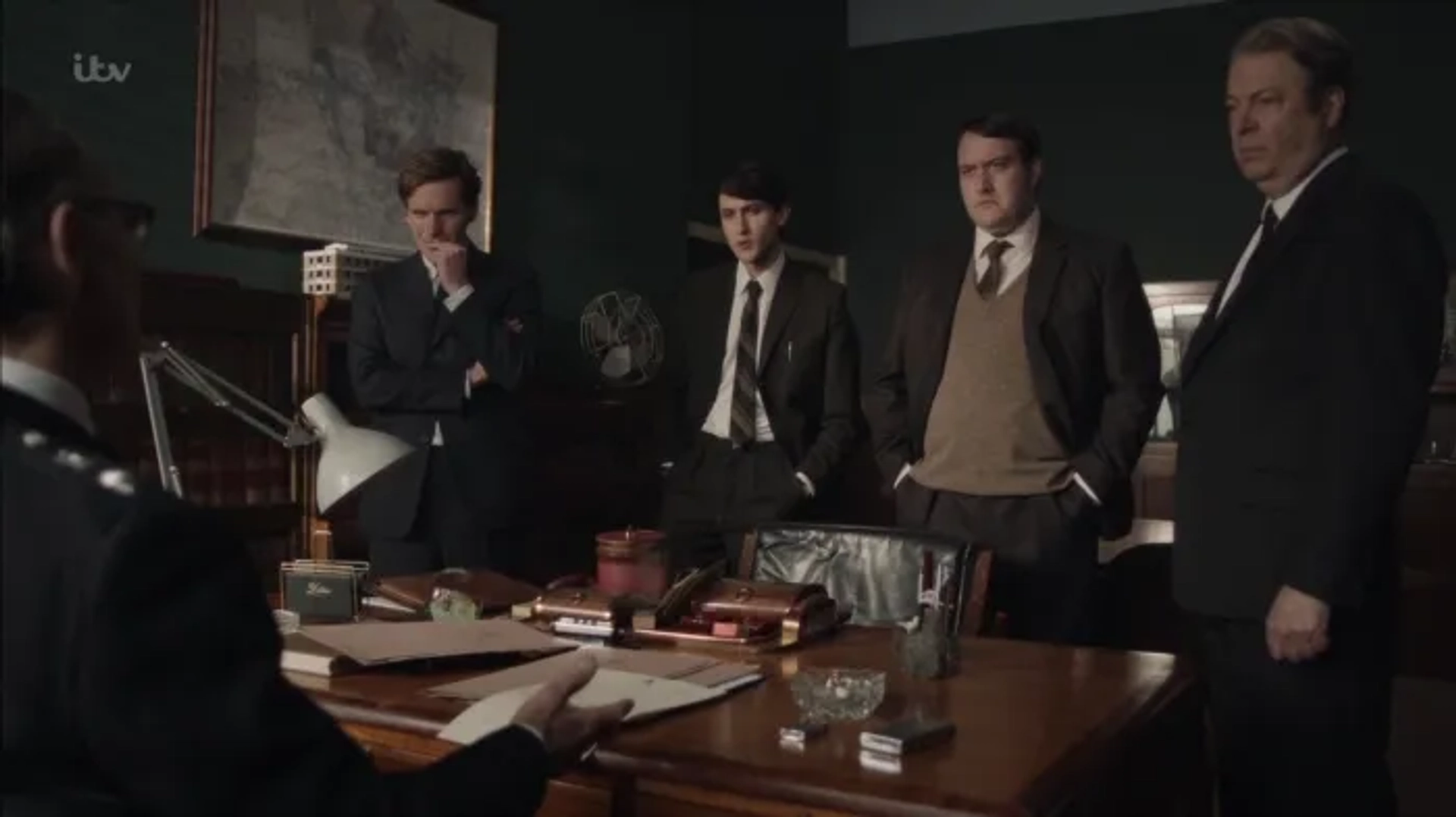 Roger Allam, Anton Lesser, Shaun Evans, Sean Rigby, and Lewis Peek in Endeavour (2012)