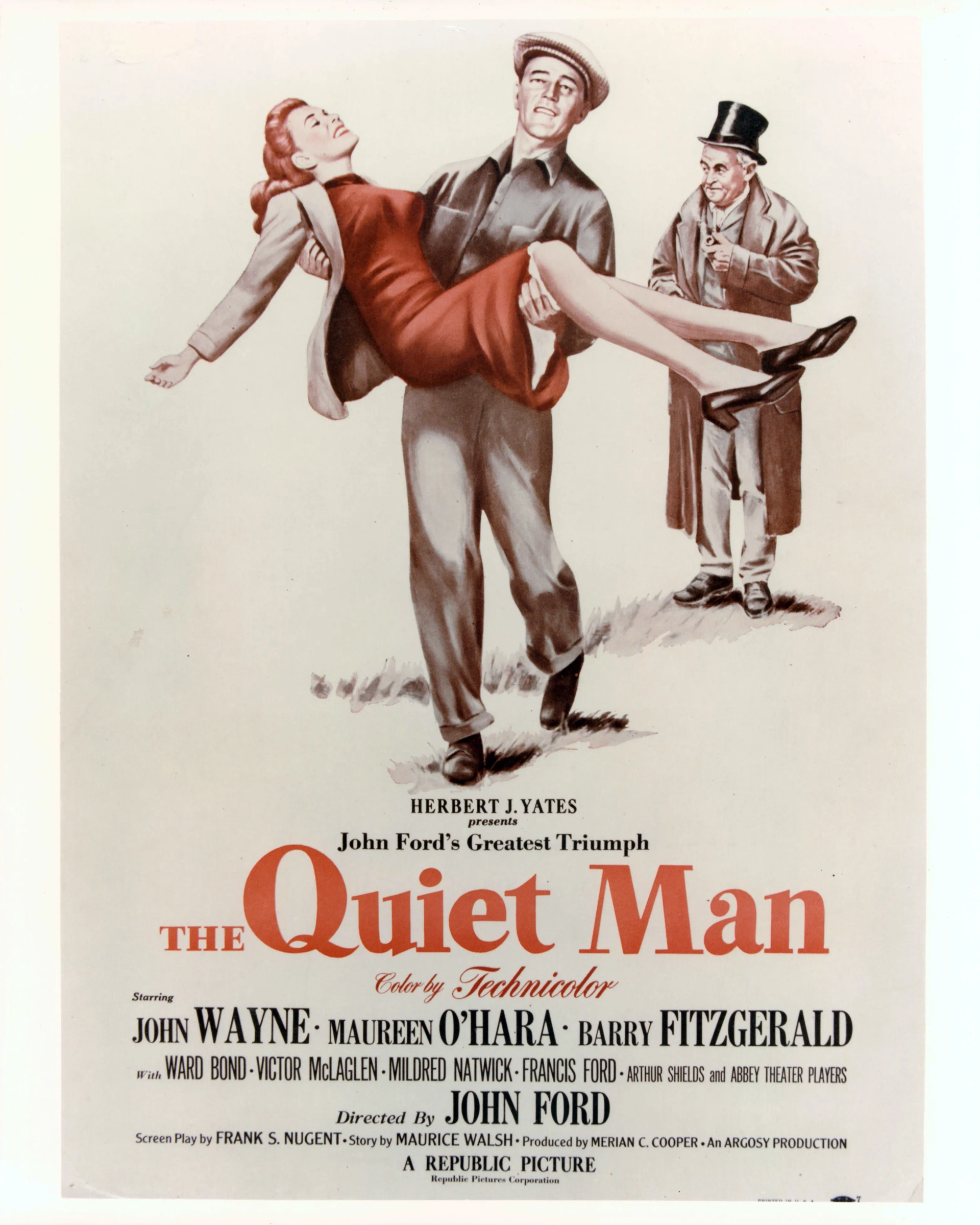 Maureen O'Hara, John Wayne, and Barry Fitzgerald in The Quiet Man (1952)