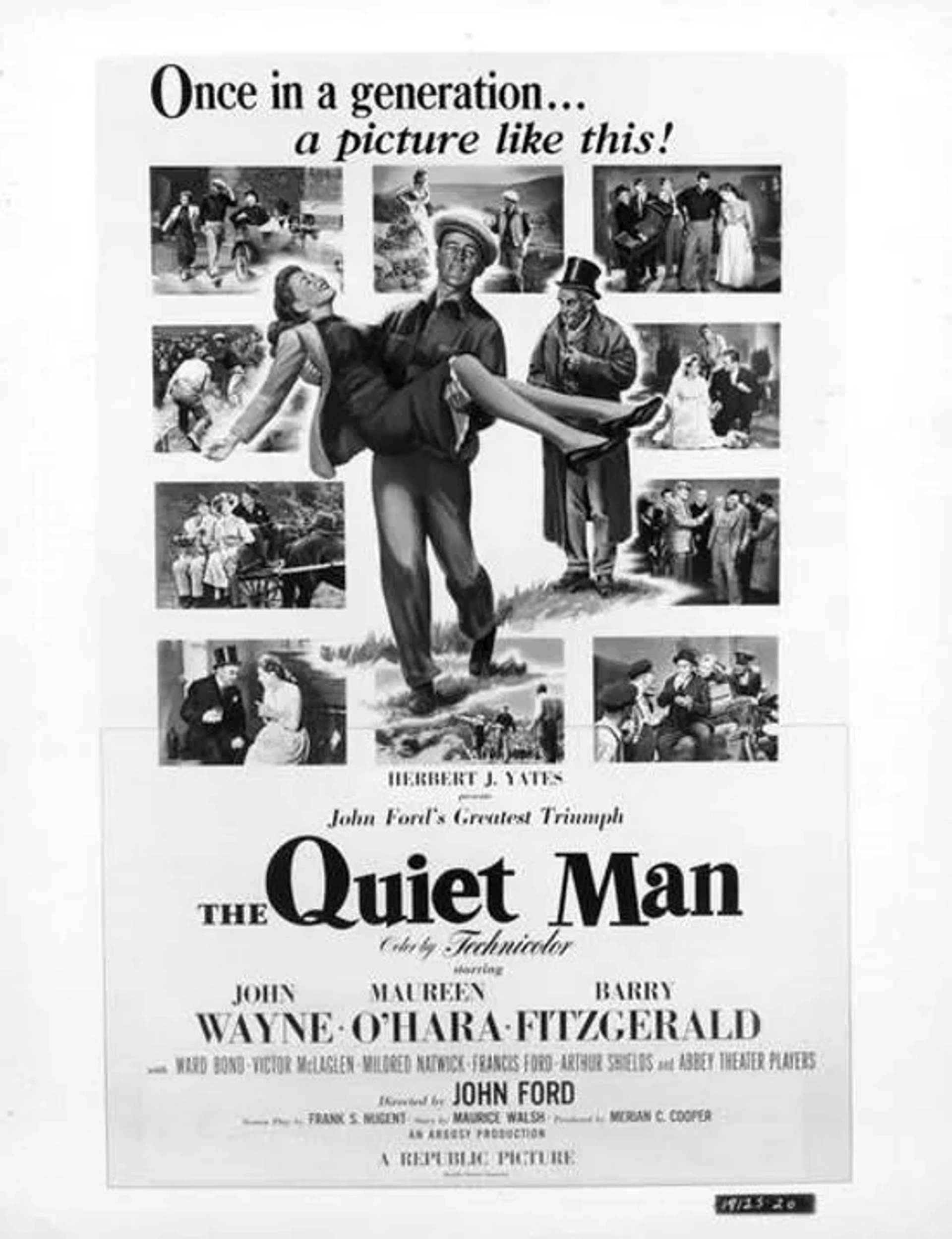 Maureen O'Hara, John Wayne, Ward Bond, Barry Fitzgerald, Victor McLaglen, and Mildred Natwick in The Quiet Man (1952)