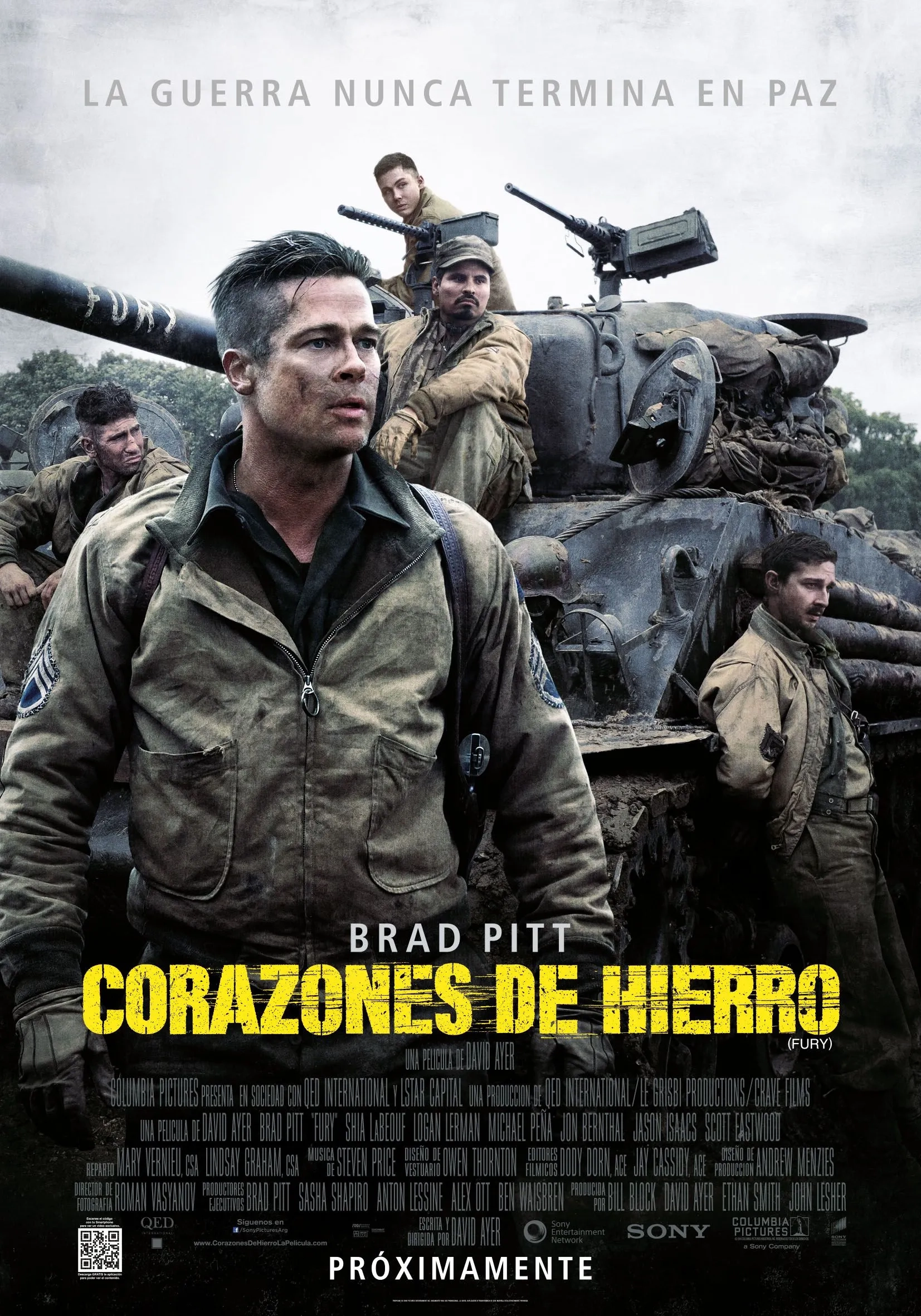 Brad Pitt, Shia LaBeouf, Logan Lerman, Michael Peña, and Jon Bernthal in Fury (2014)