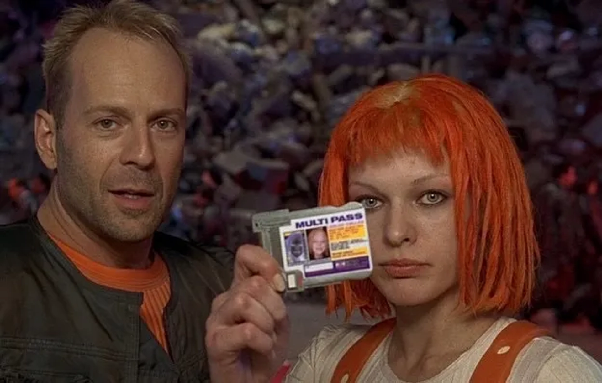 Milla Jovovich and Bruce Willis in The Fifth Element (1997)