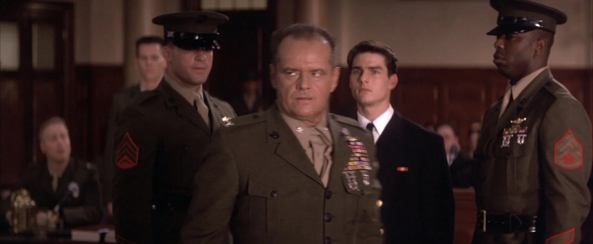 Kevin Bacon, Tom Cruise, and Jack Nicholson in A Few Good Men (1992)