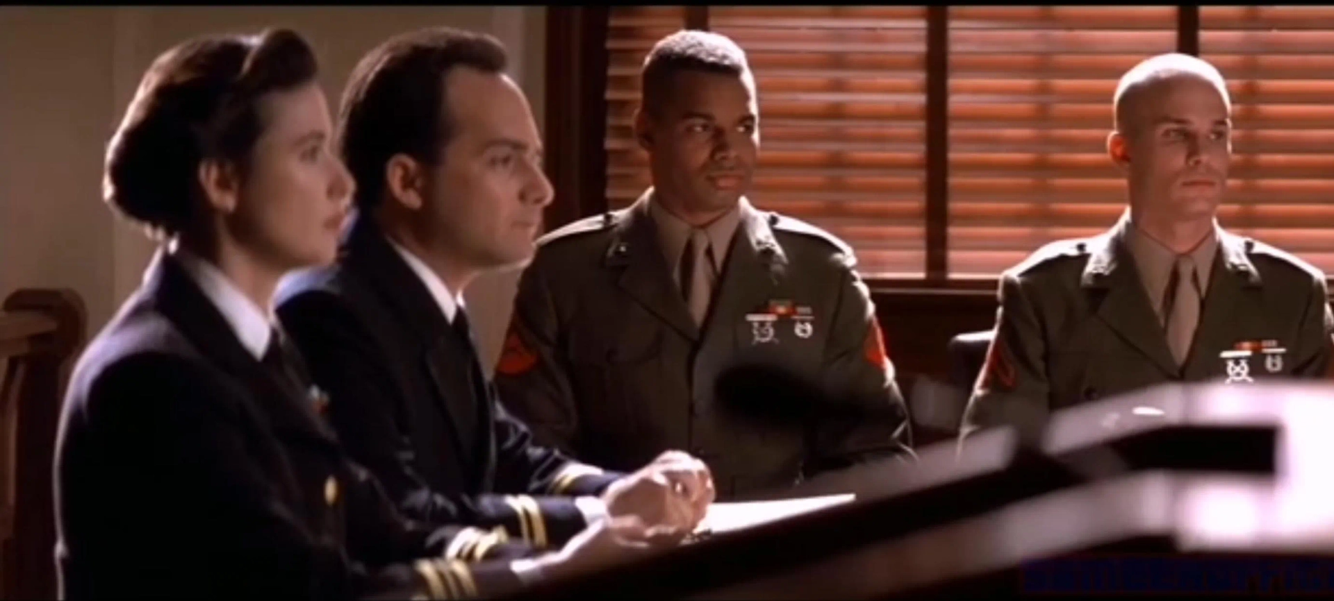 Demi Moore, Kevin Pollak, Wolfgang Bodison, and James Marshall in A Few Good Men (1992)